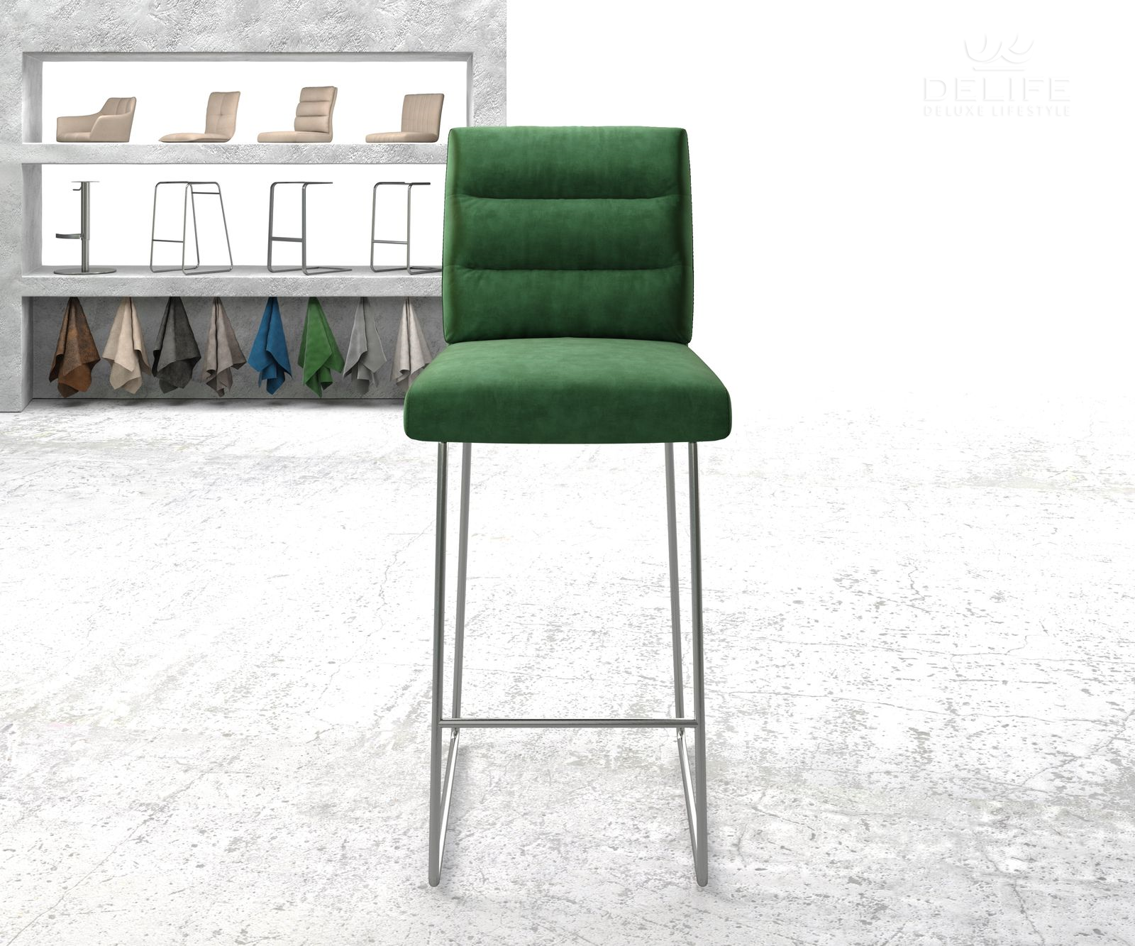 Barski stol Pela, Material: Žamet