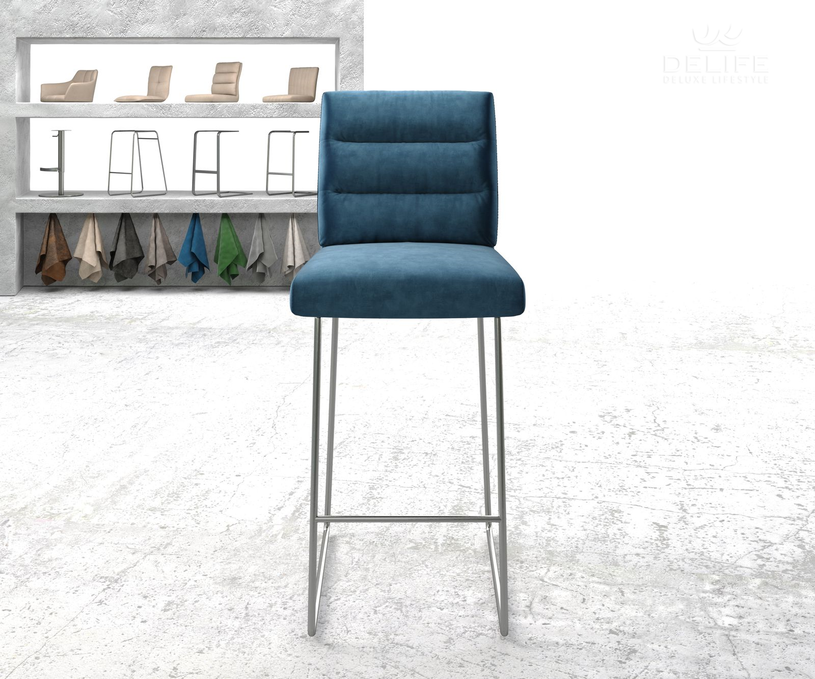 Barski stol Pela, Material: Žamet