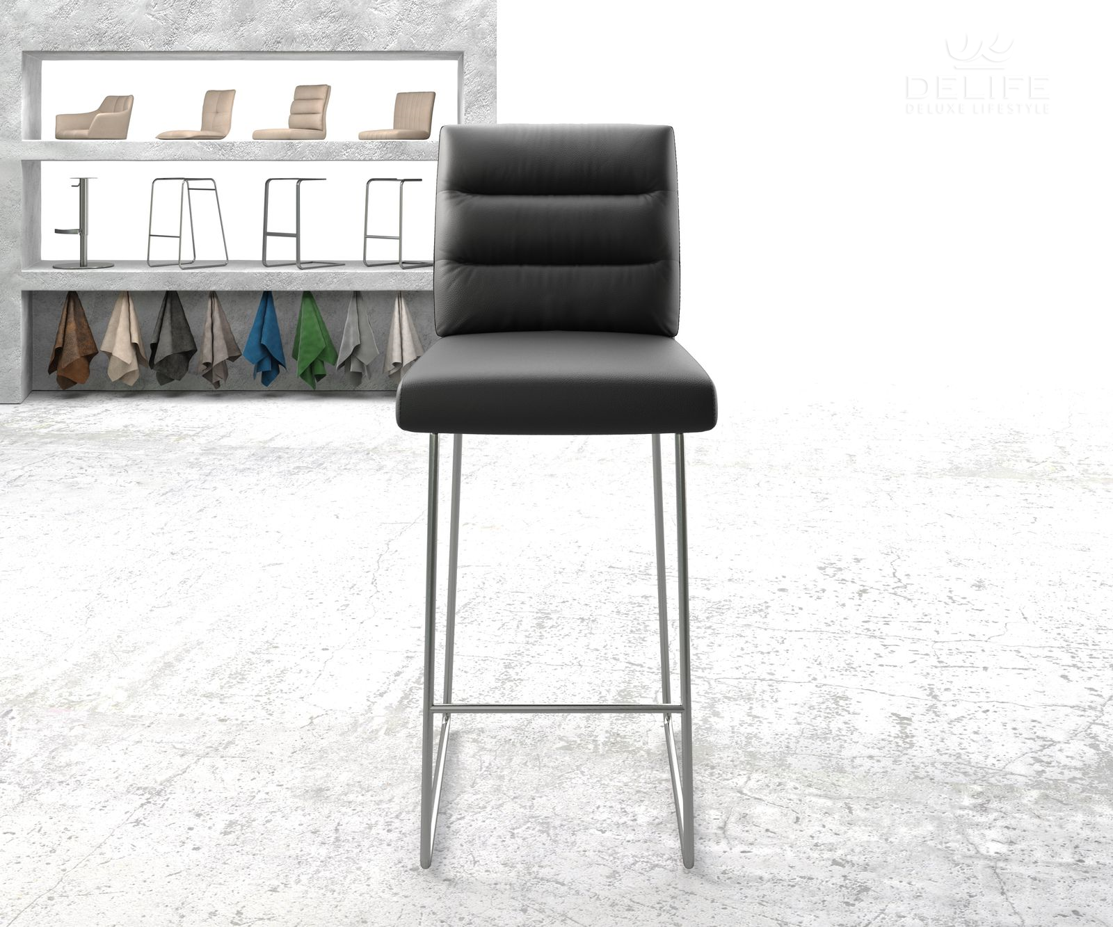 Barski stol Pela, Material: Usnje