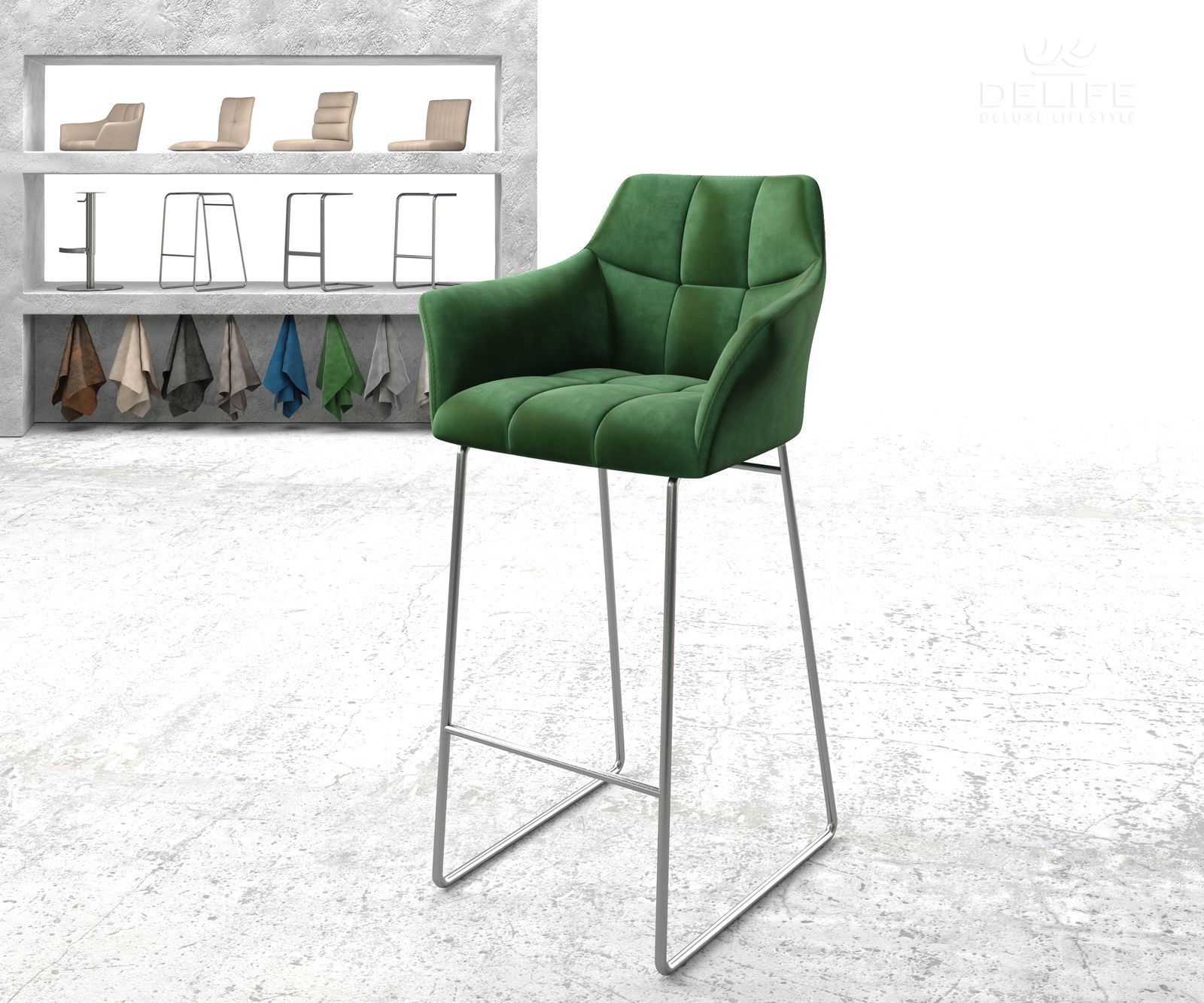 Barski stol Yulo, Material: Žamet