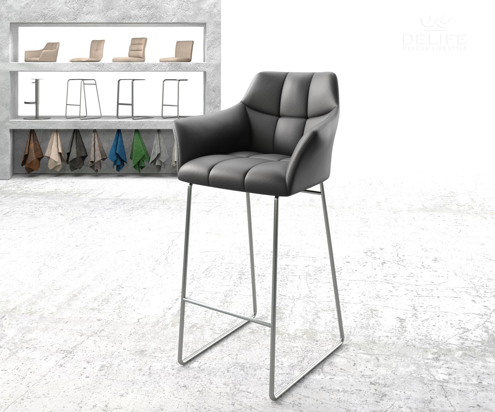 Barski stol Yulo, Material: Usnje