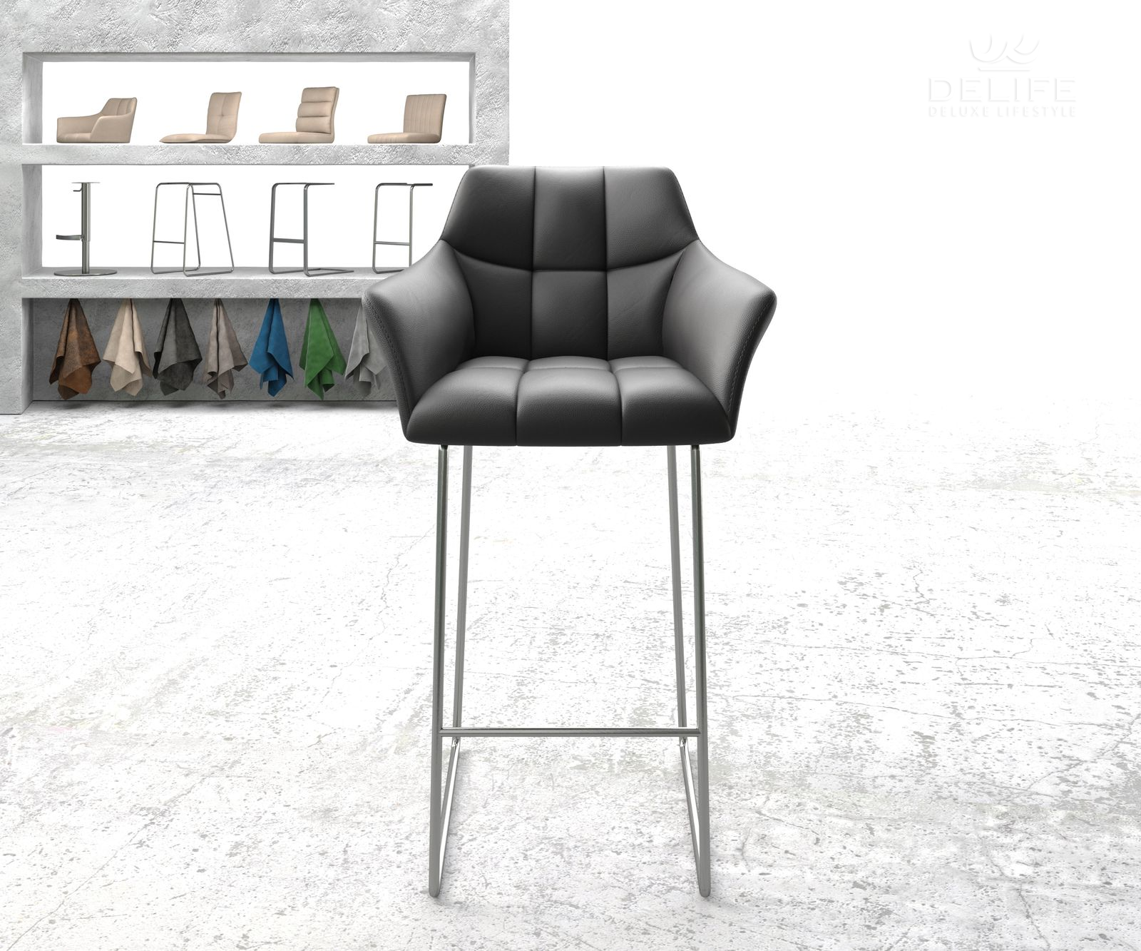 Barski stol Yulo, Material: Usnje