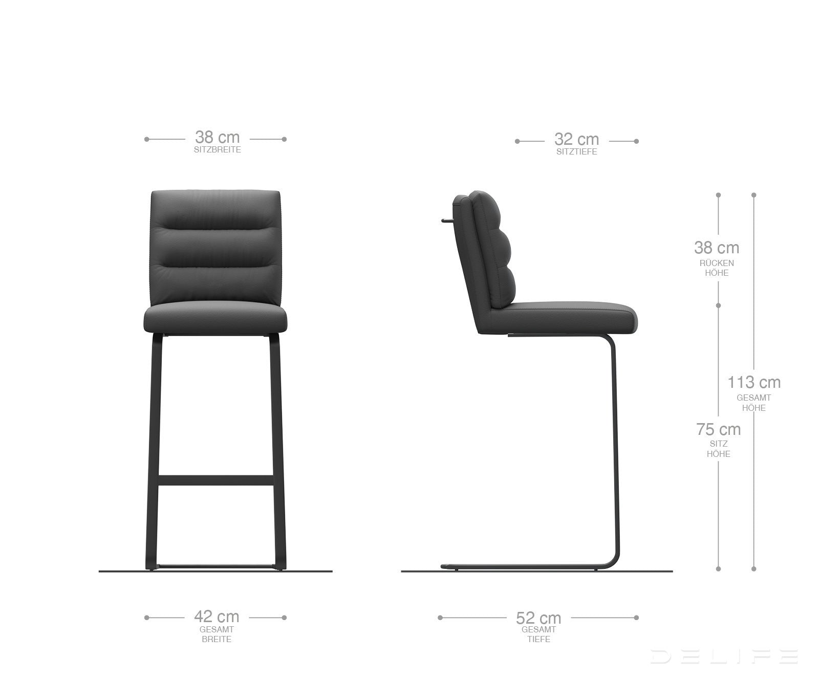 Barski stol Pela, Material: Plain tkano