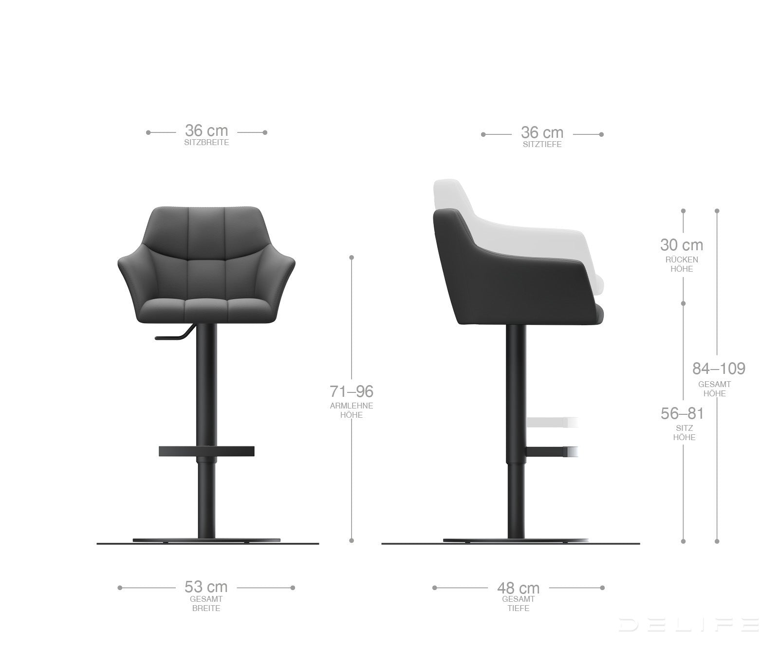 Barski stol Yulo, Material: Usnje