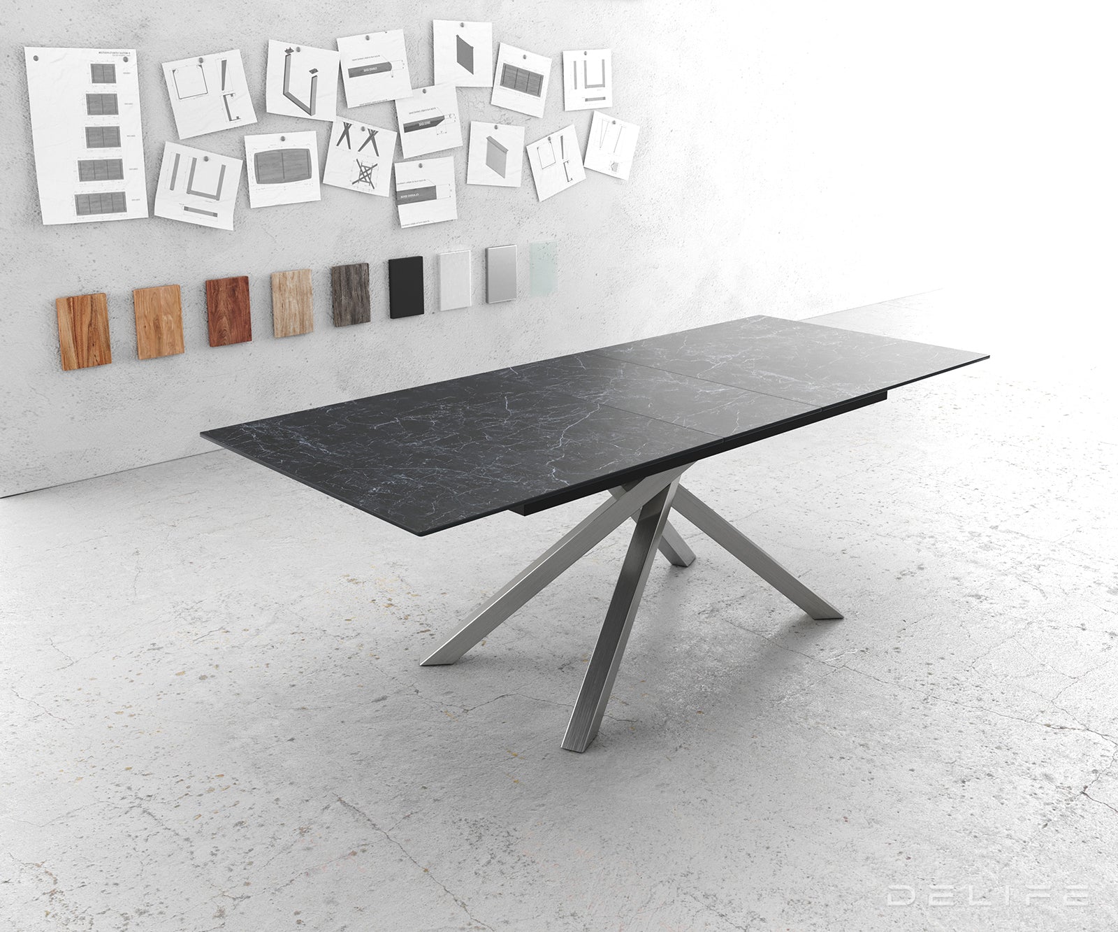 Raztegljiva miza z robom 180/220x90cm, Material: Keramika