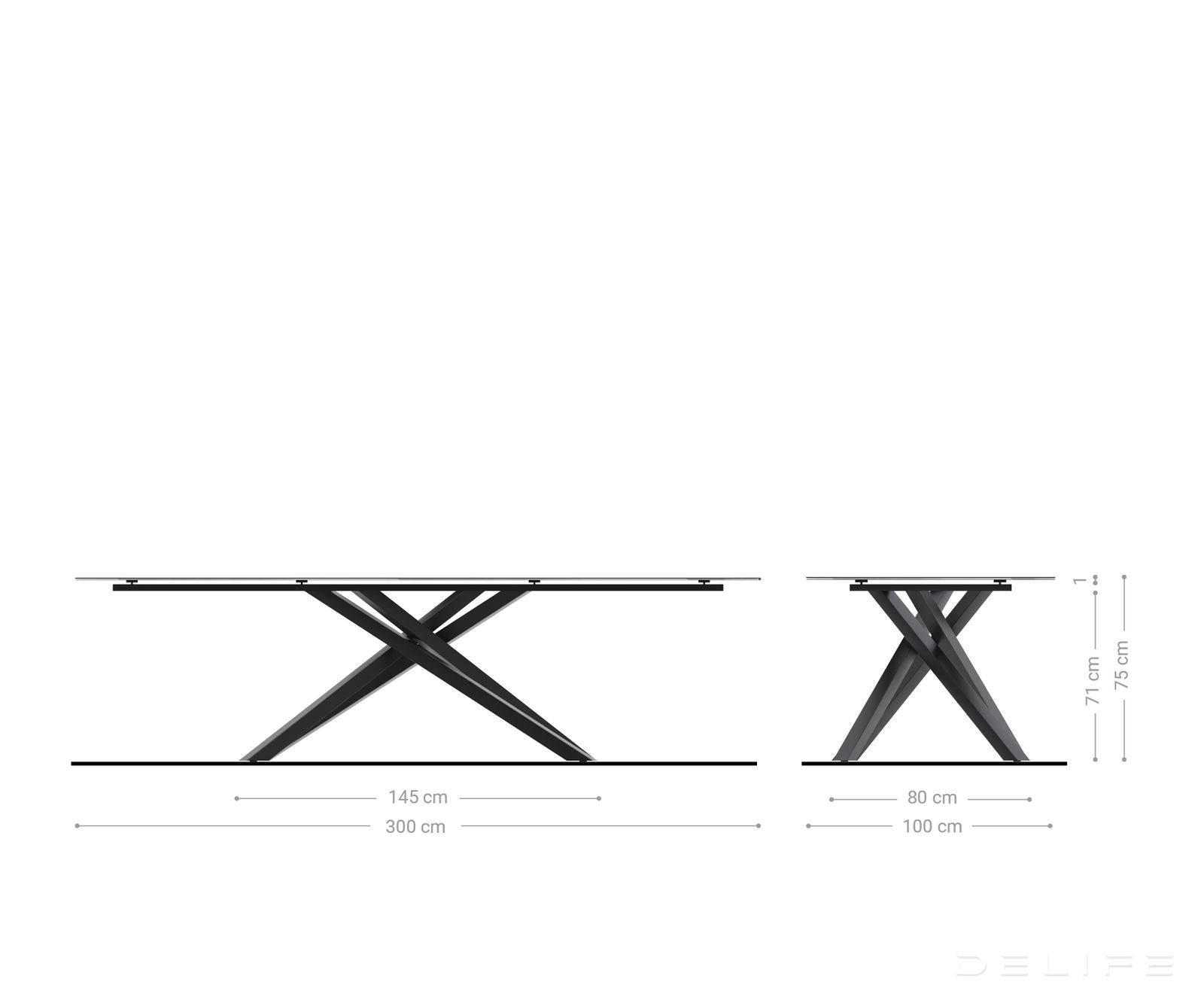 Jedilna miza z robom 300x100cm, Material: Laminam Statuarietto Ceramics