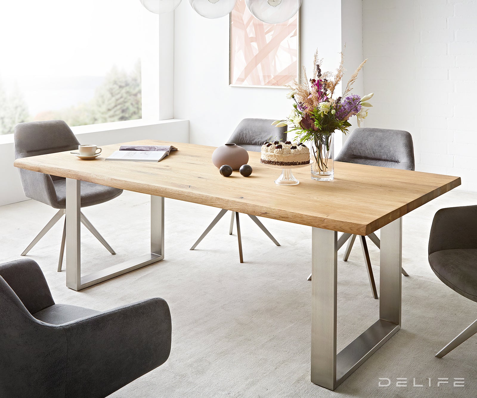 Jedilna miza Rob, Material: Hrast, Debelina mizne plošče: 3,2 cm