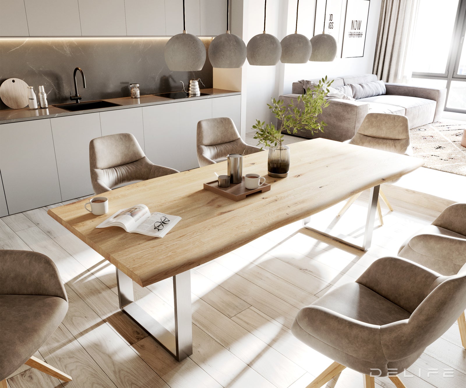 Jedilna miza Rob 200x100cm, Material: Hrast, Debelina mizne plošče: 3,2cm