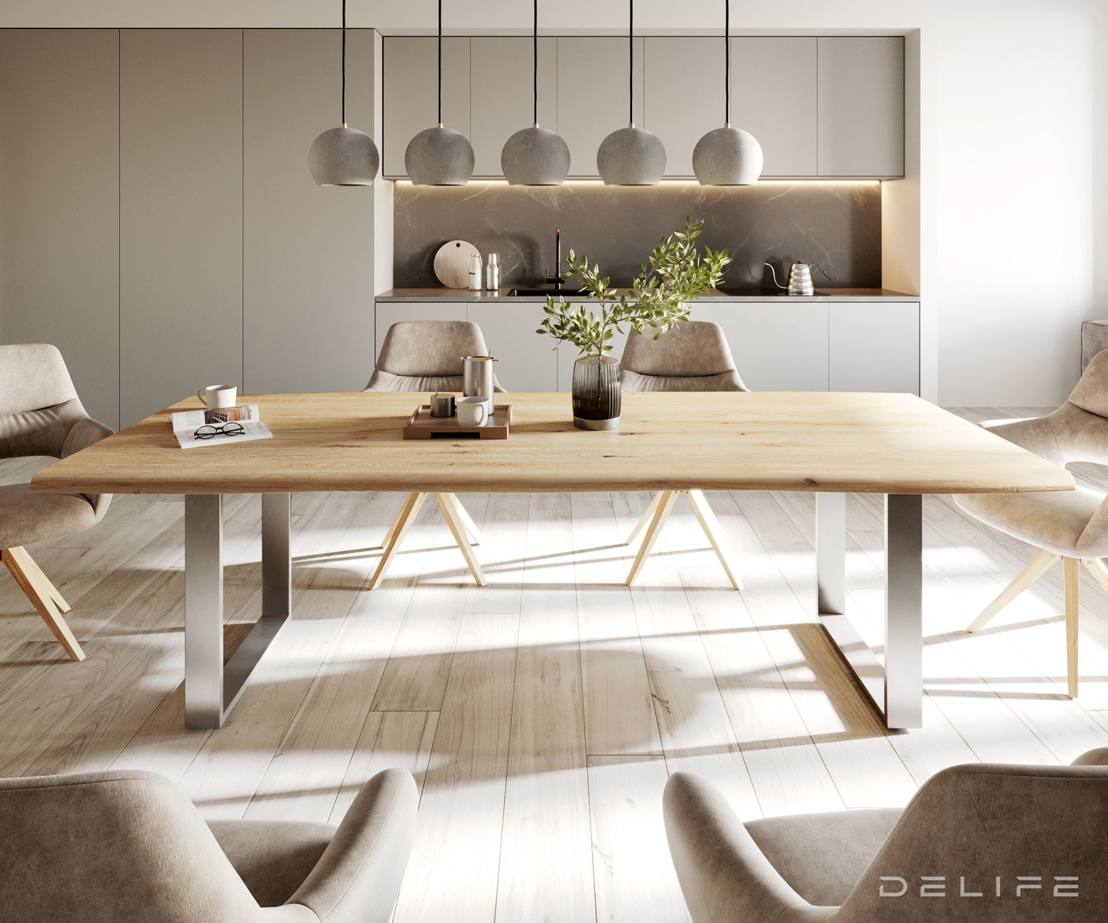 Jedilna miza Rob 200x100cm, Material: Hrast, Debelina mizne plošče: 3,2cm