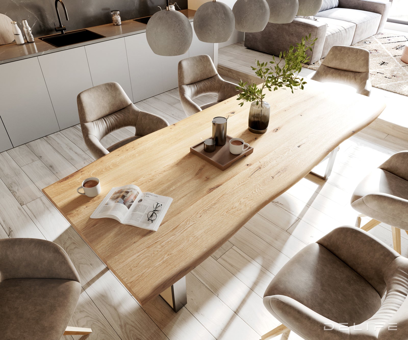 Jedilna miza Rob 200x100cm, Material: Hrast, Debelina mizne plošče: 3,2cm