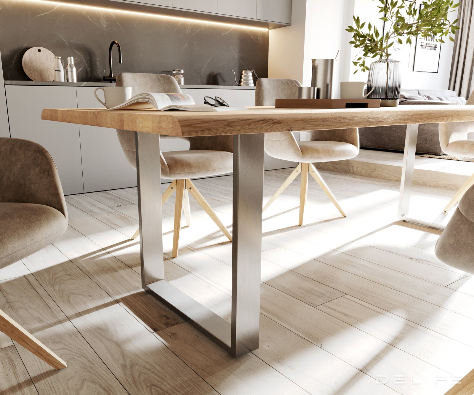 Jedilna miza Rob 200x100cm, Material: Hrast, Debelina mizne plošče: 3,2cm