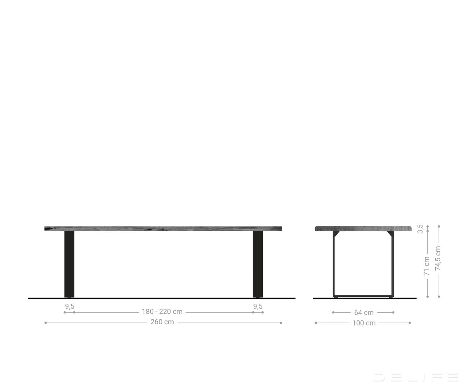 Jedilna miza Rob 200x100cm, Material: Hrast, Debelina mizne plošče: 3,2cm
