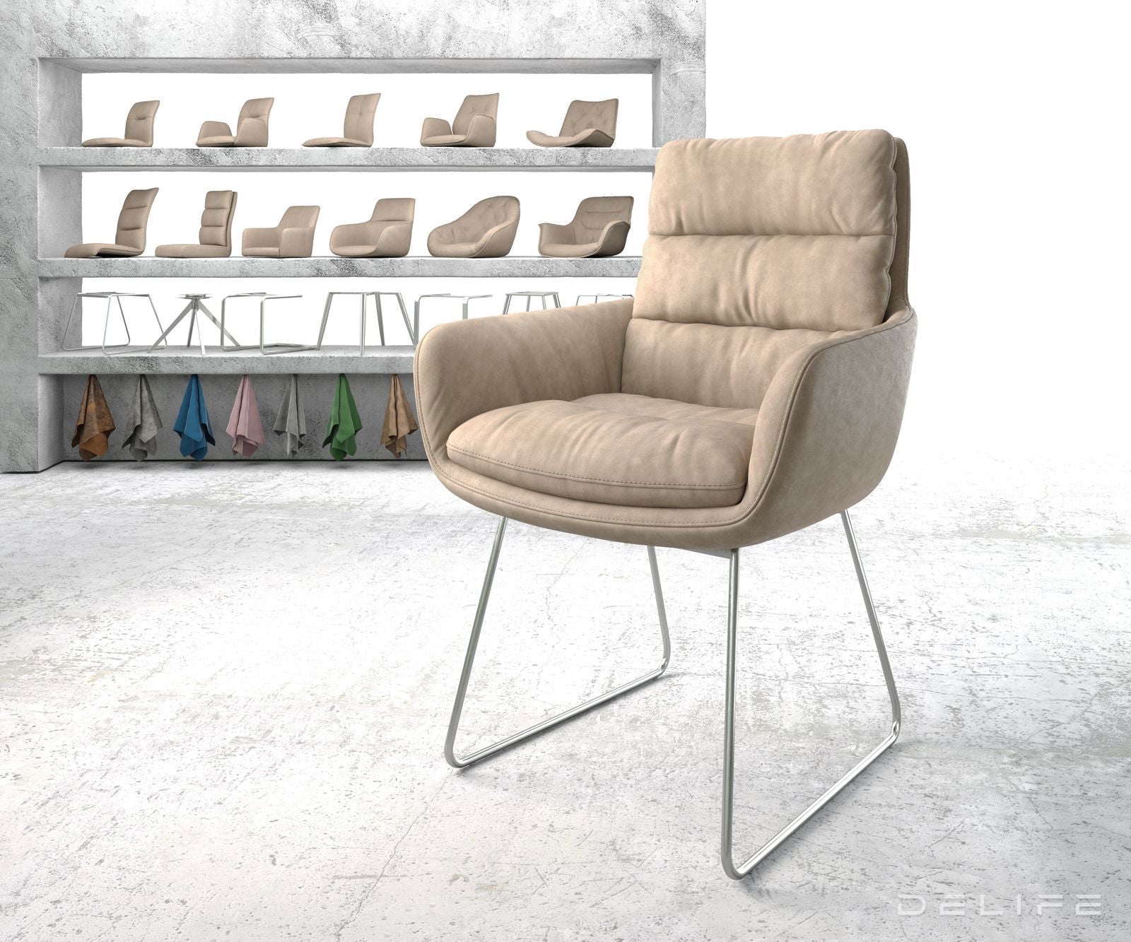 Jedilni stol Abelia z nasloni za roke, Material: Mikrofibra