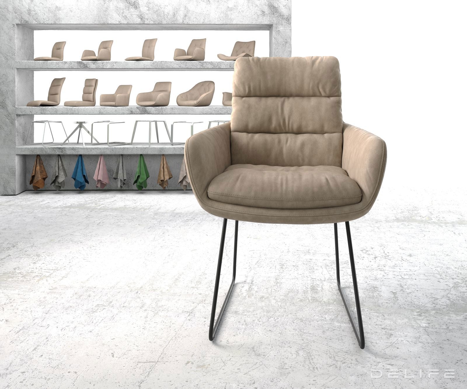 Jedilni stol Abelia z nasloni za roke, Material: Mikrofibra