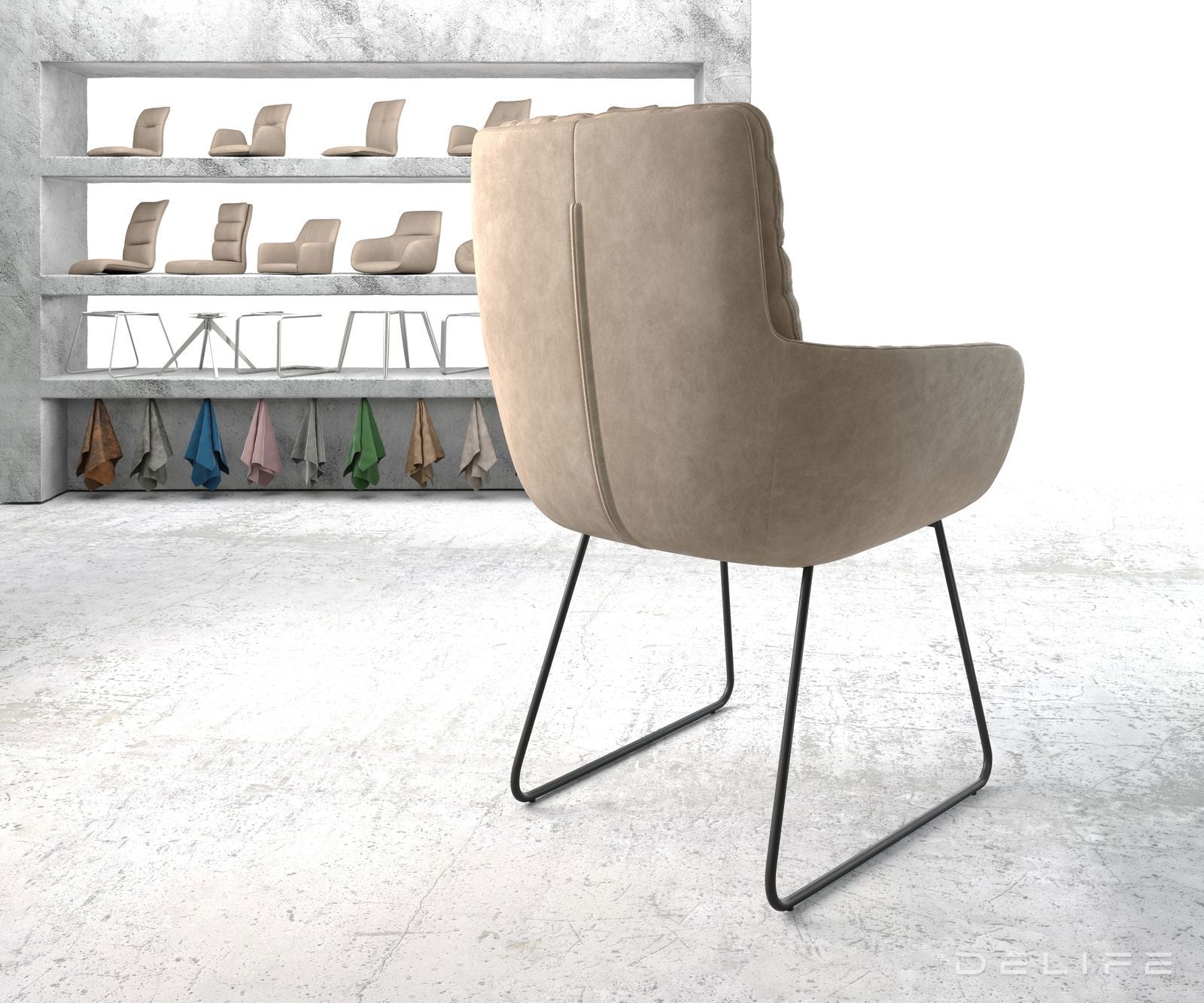 Jedilni stol Abelia z nasloni za roke, Material: Mikrofibra