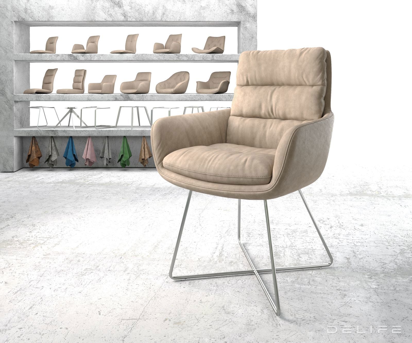 Jedilni stol Abelia z nasloni za roke, Material: Mikrofibra