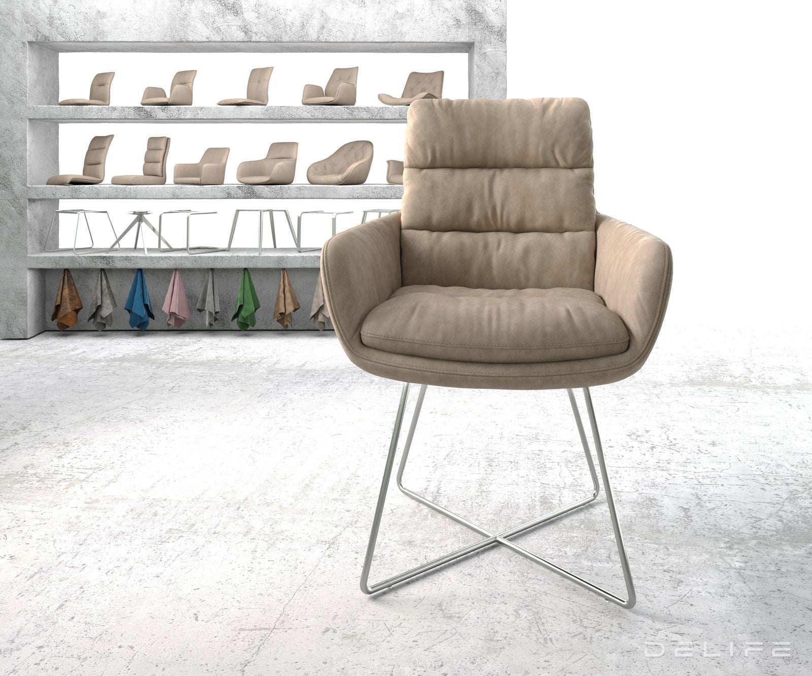 Jedilni stol Abelia z nasloni za roke, Material: Mikrofibra