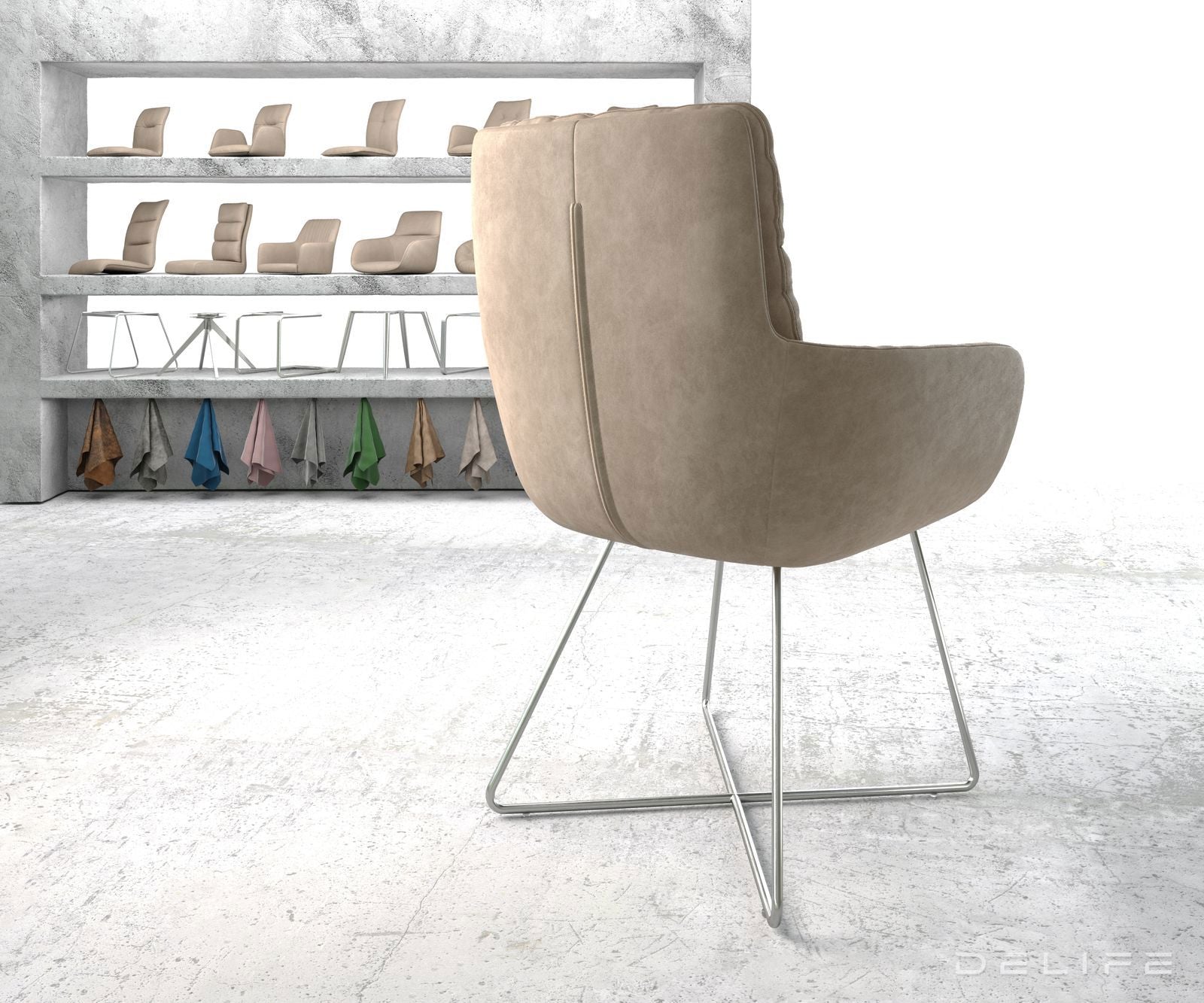 Jedilni stol Abelia z nasloni za roke, Material: Mikrofibra