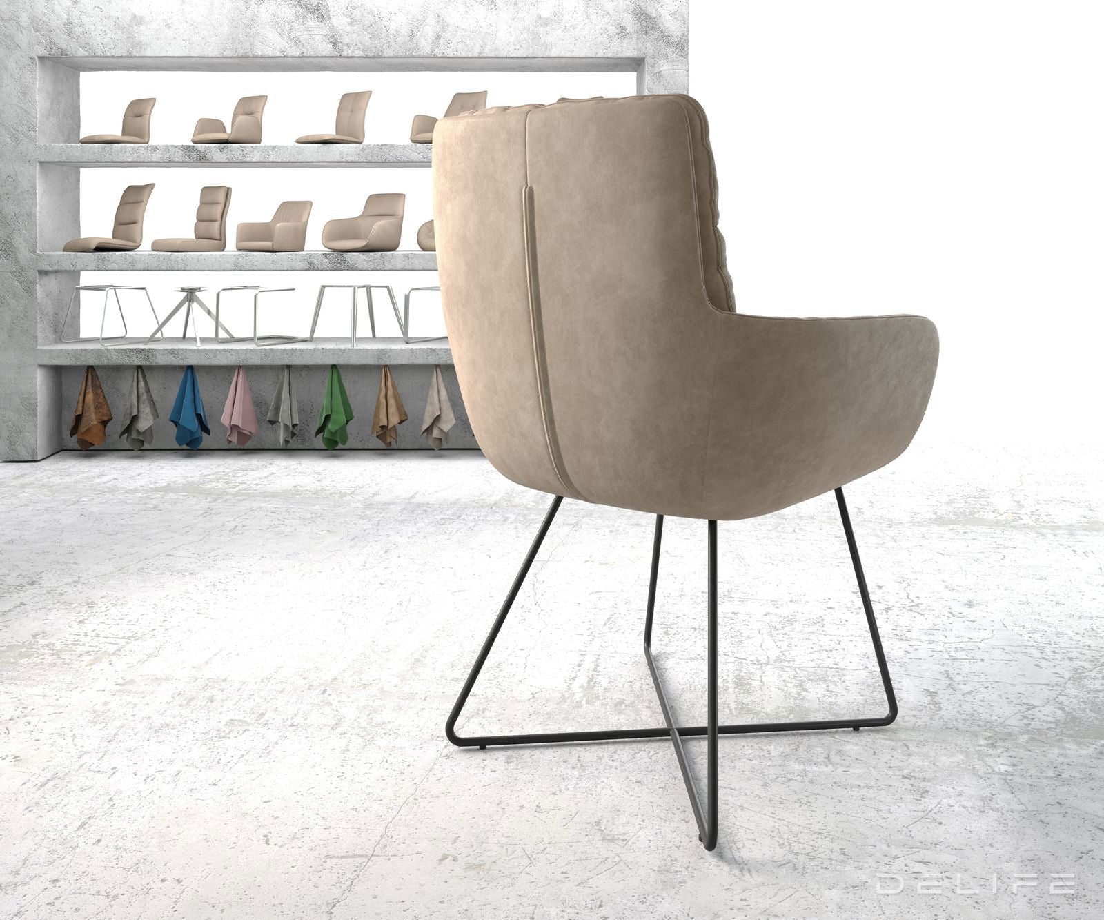 Jedilni stol Abelia z nasloni za roke, Material: Mikrofibra