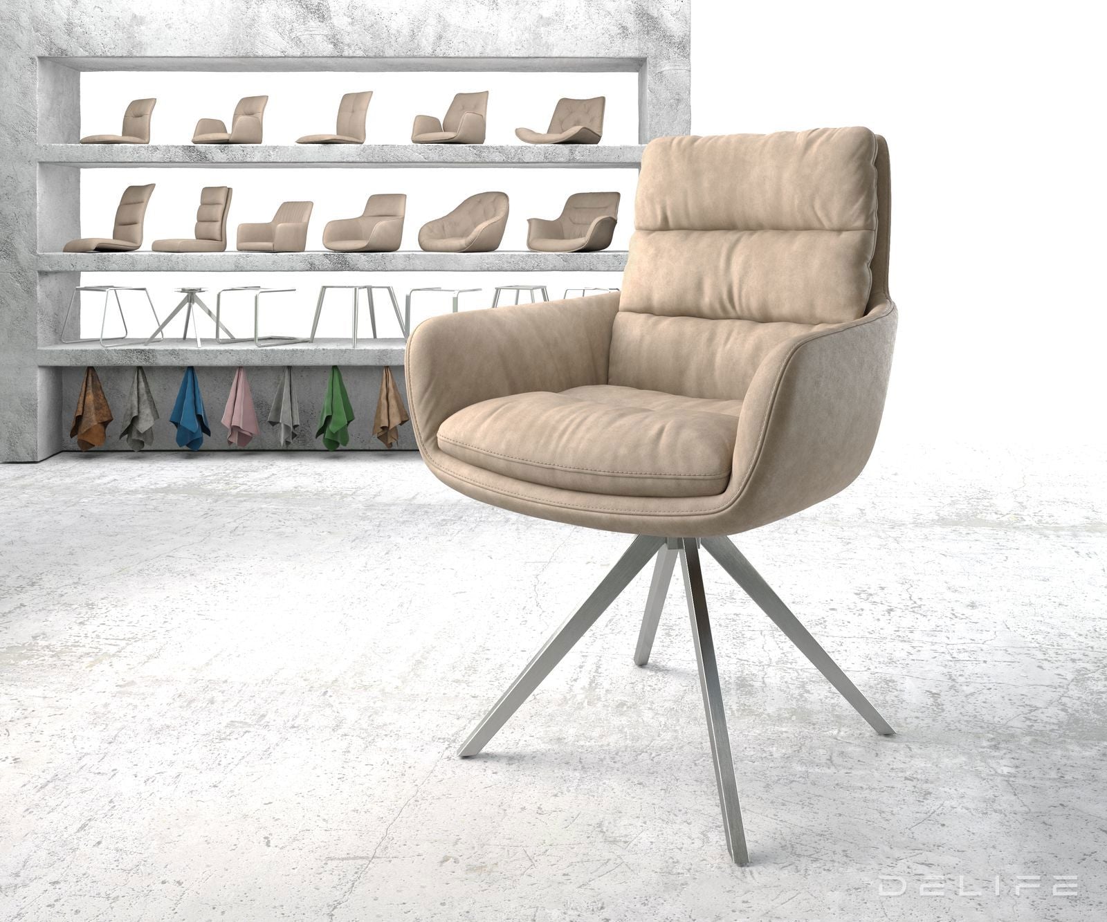 Jedilni stol Abelia z nasloni za roke, Material: Mikrofibra