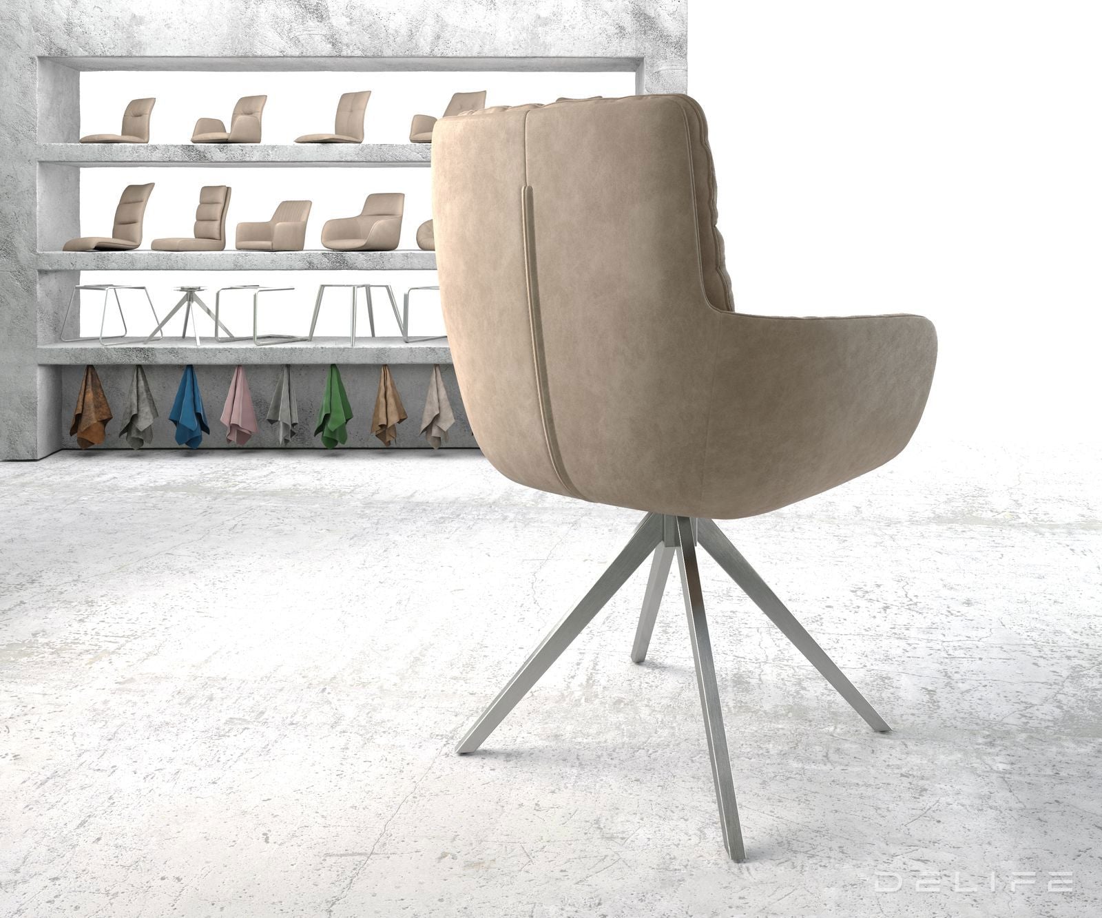 Jedilni stol Abelia z nasloni za roke, Material: Mikrofibra