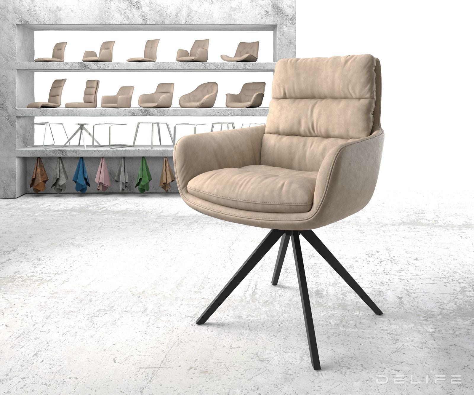 Jedilni stol Abelia z nasloni za roke, Material: Mikrofibra