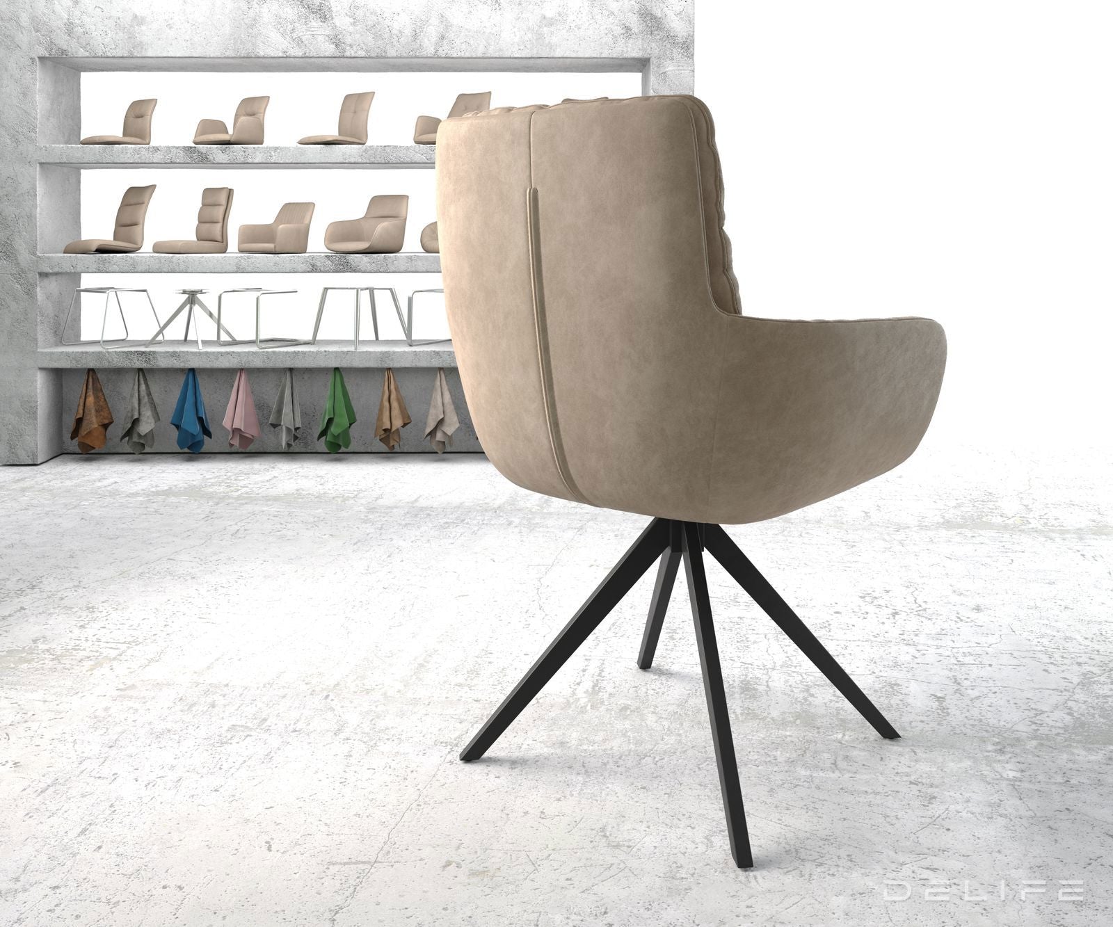 Jedilni stol Abelia z nasloni za roke, Material: Mikrofibra