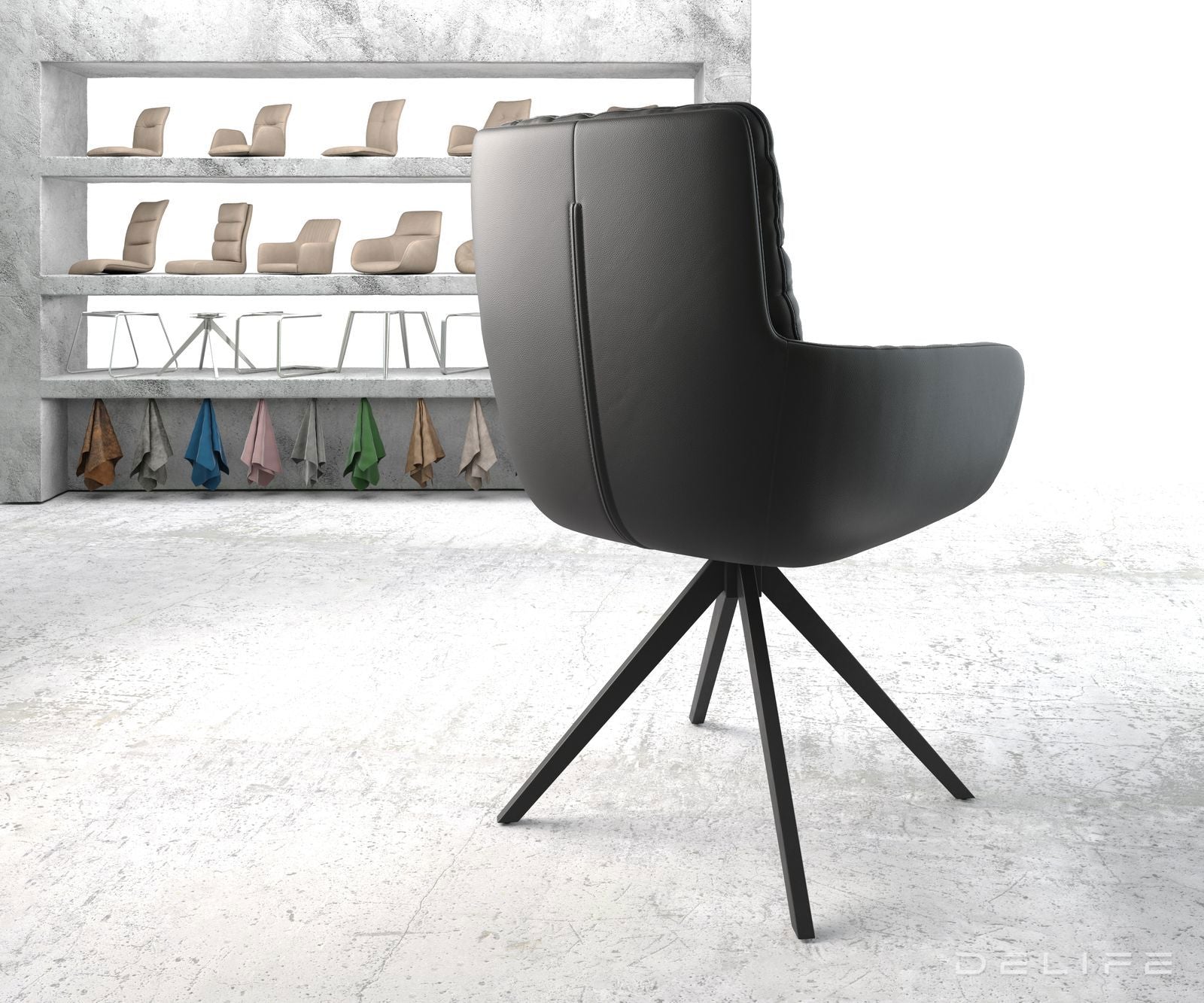 Jedilni stol z nasloni za roke Abelia, Material: Usnje