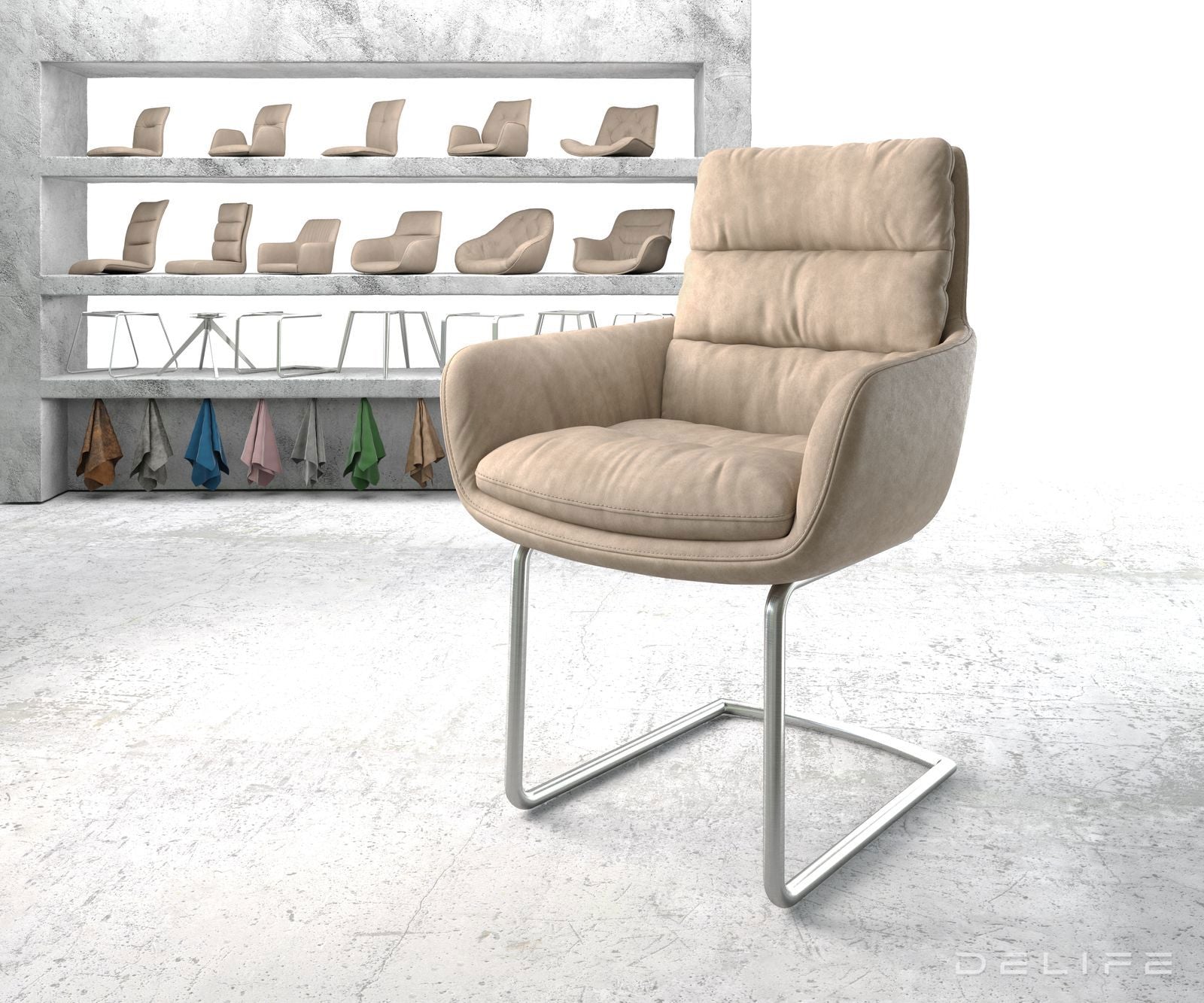 Jedilni stol Abelia z nasloni za roke, Material: Mikrofibra