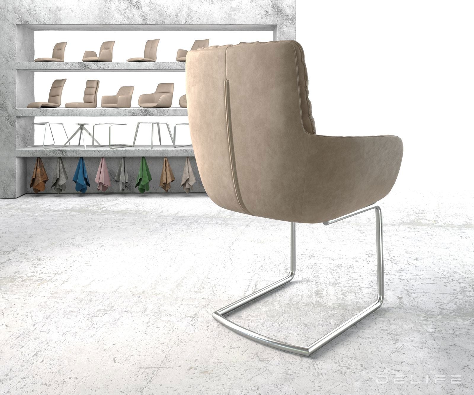 Jedilni stol Abelia z nasloni za roke, Material: Mikrofibra