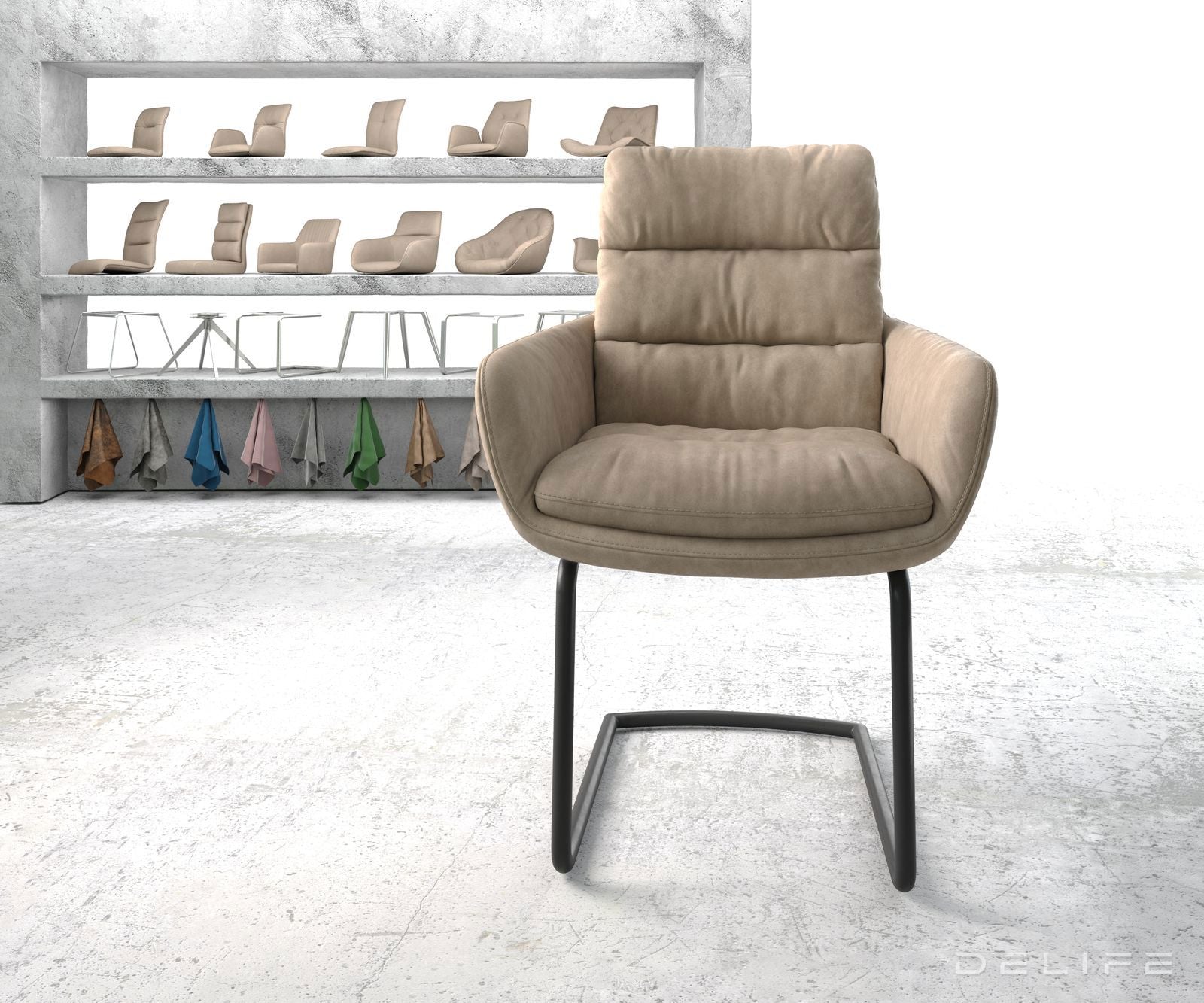 Jedilni stol Abelia z nasloni za roke, Material: Mikrofibra