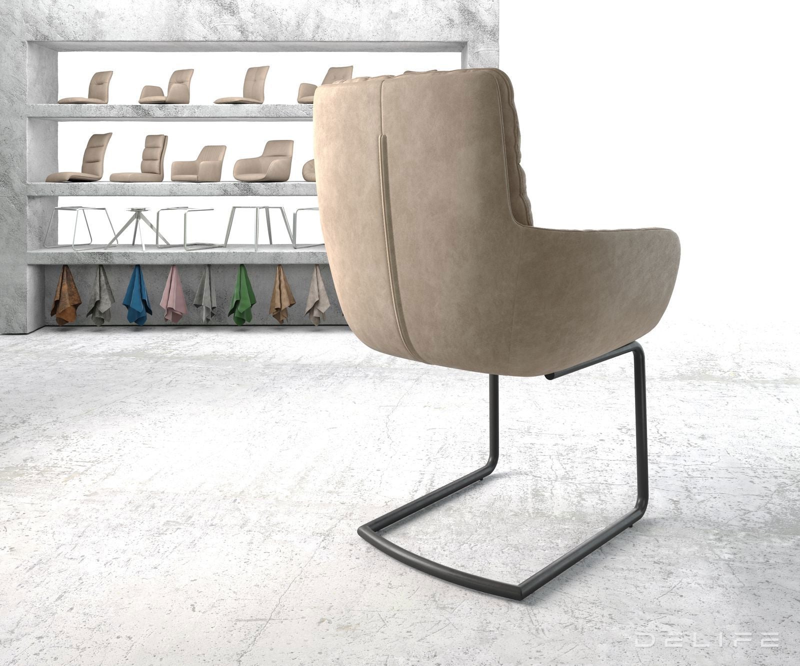 Jedilni stol Abelia z nasloni za roke, Material: Mikrofibra