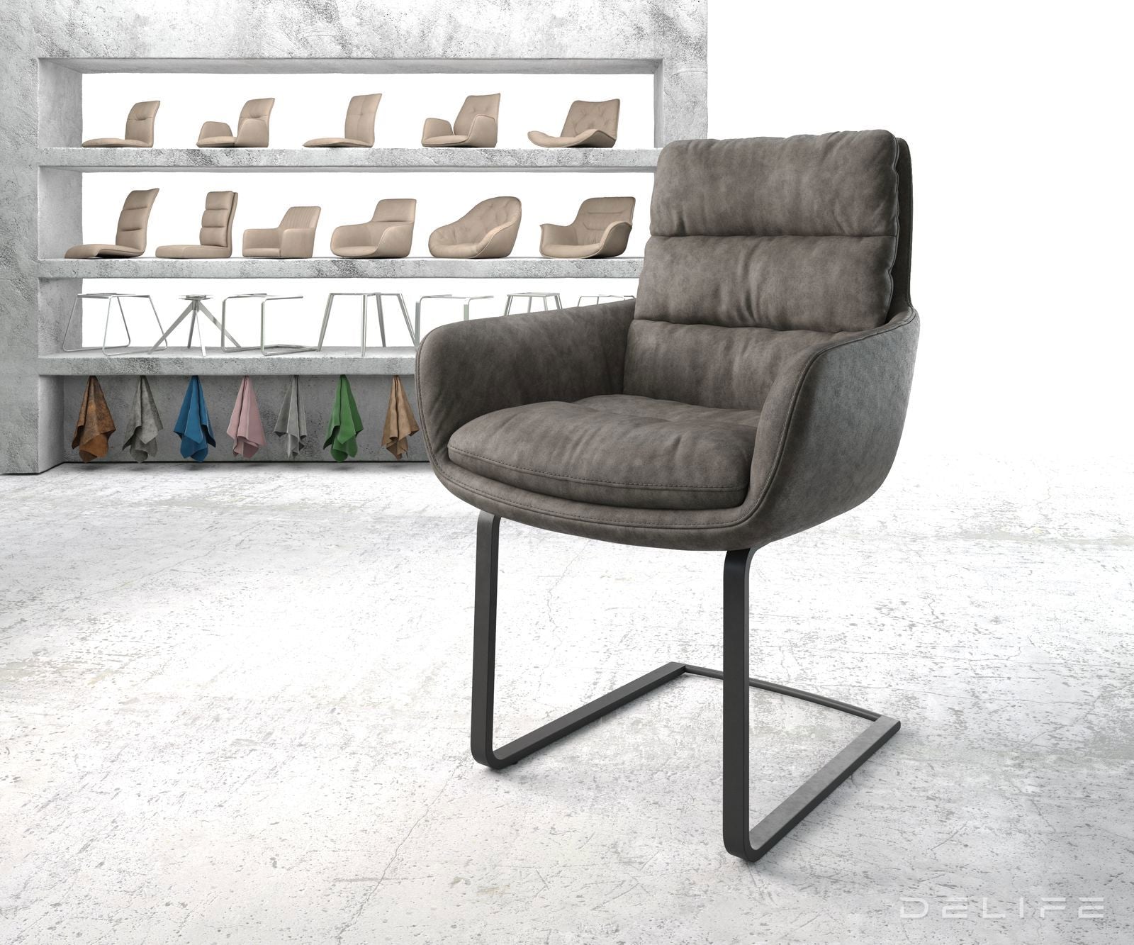 Jedilni stol z nasloni za roke Abelia, Material: Mikrofibra