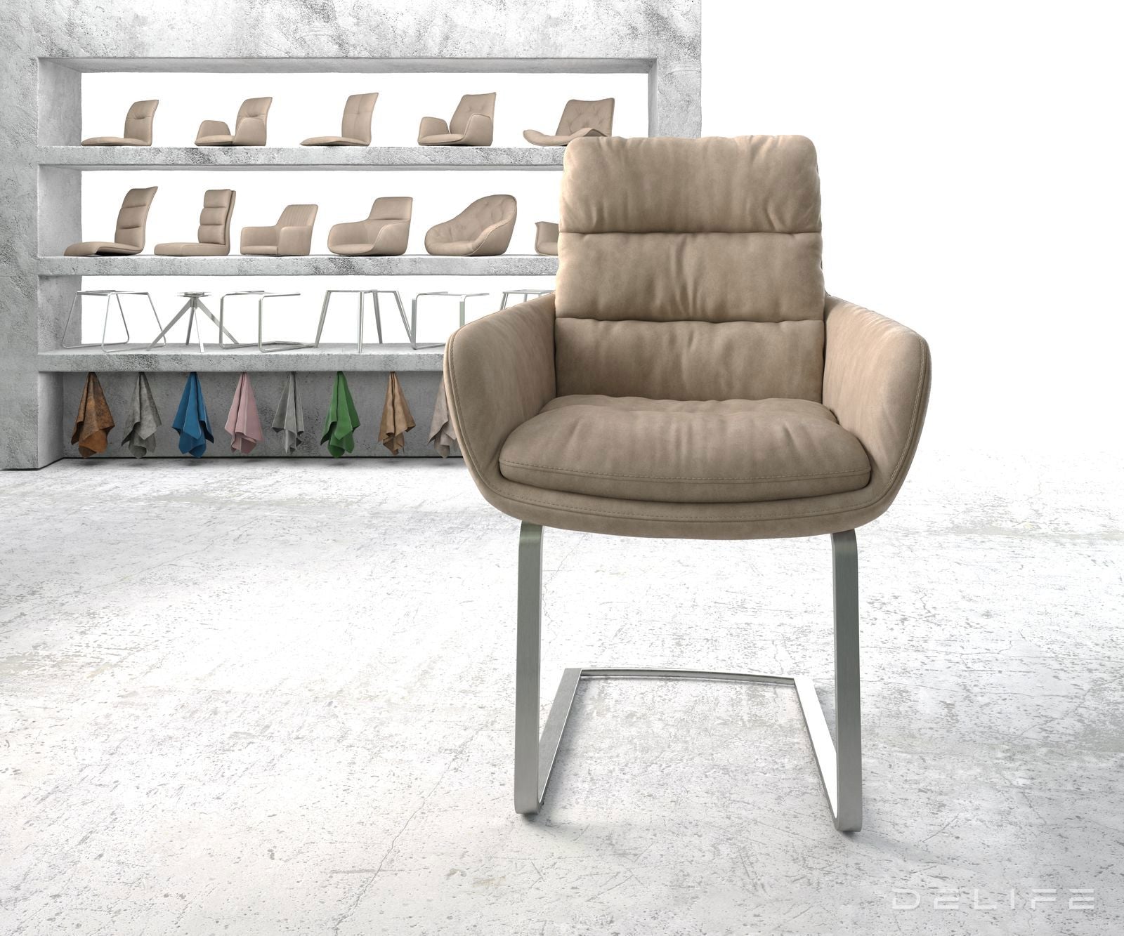 Jedilni stol Abelia z nasloni za roke, Material: Mikrofibra