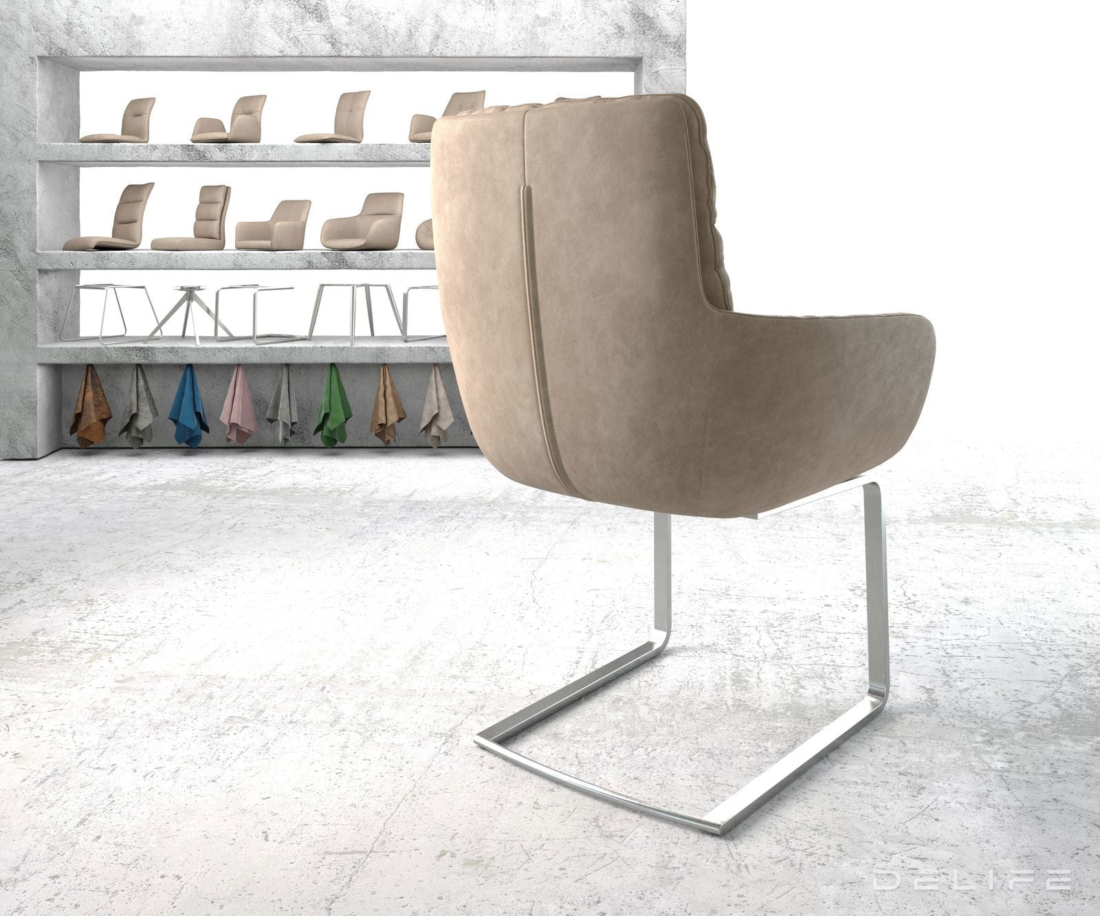 Jedilni stol Abelia z nasloni za roke, Material: Mikrofibra