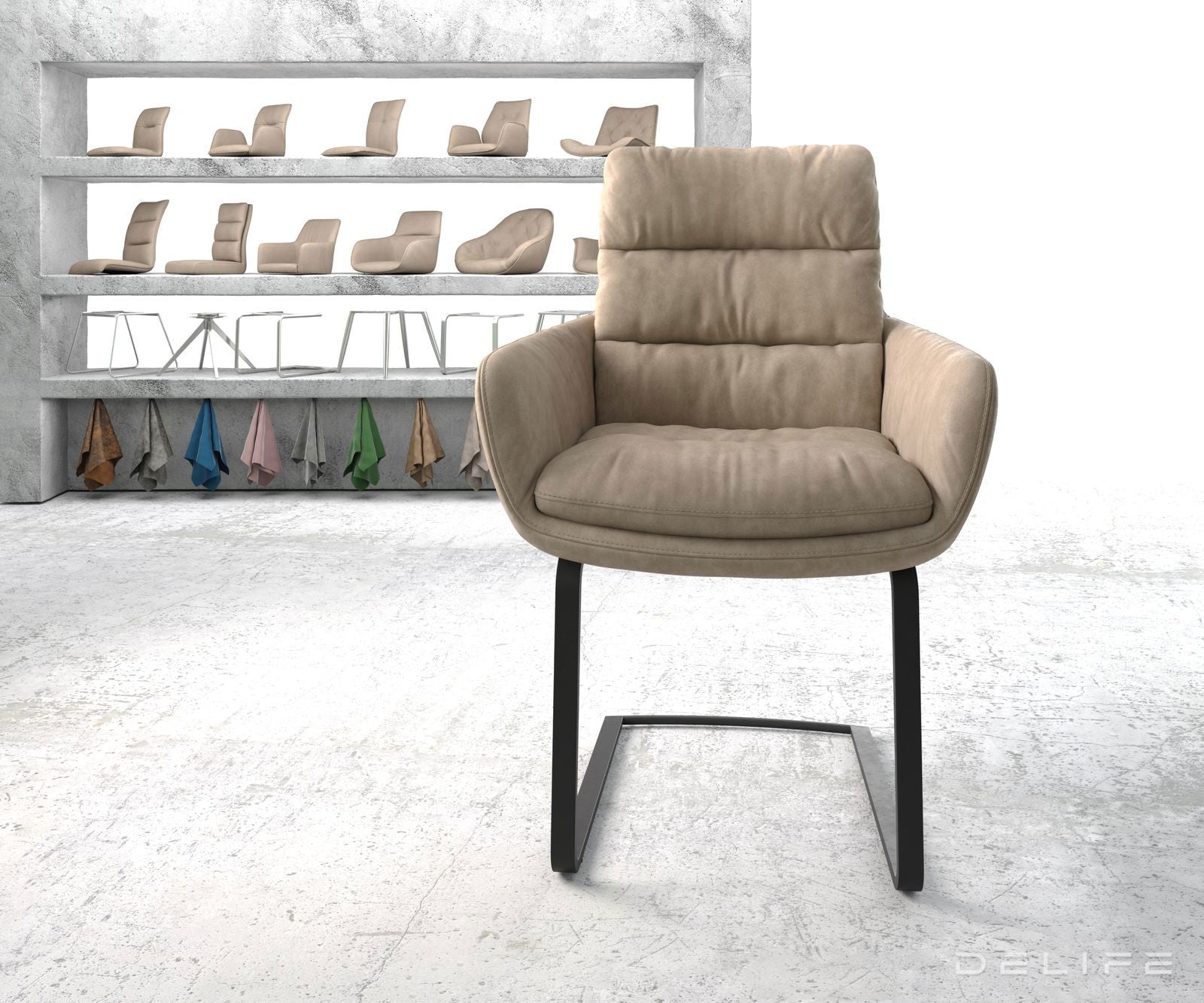 Jedilni stol Abelia z nasloni za roke, Material: Mikrofibra