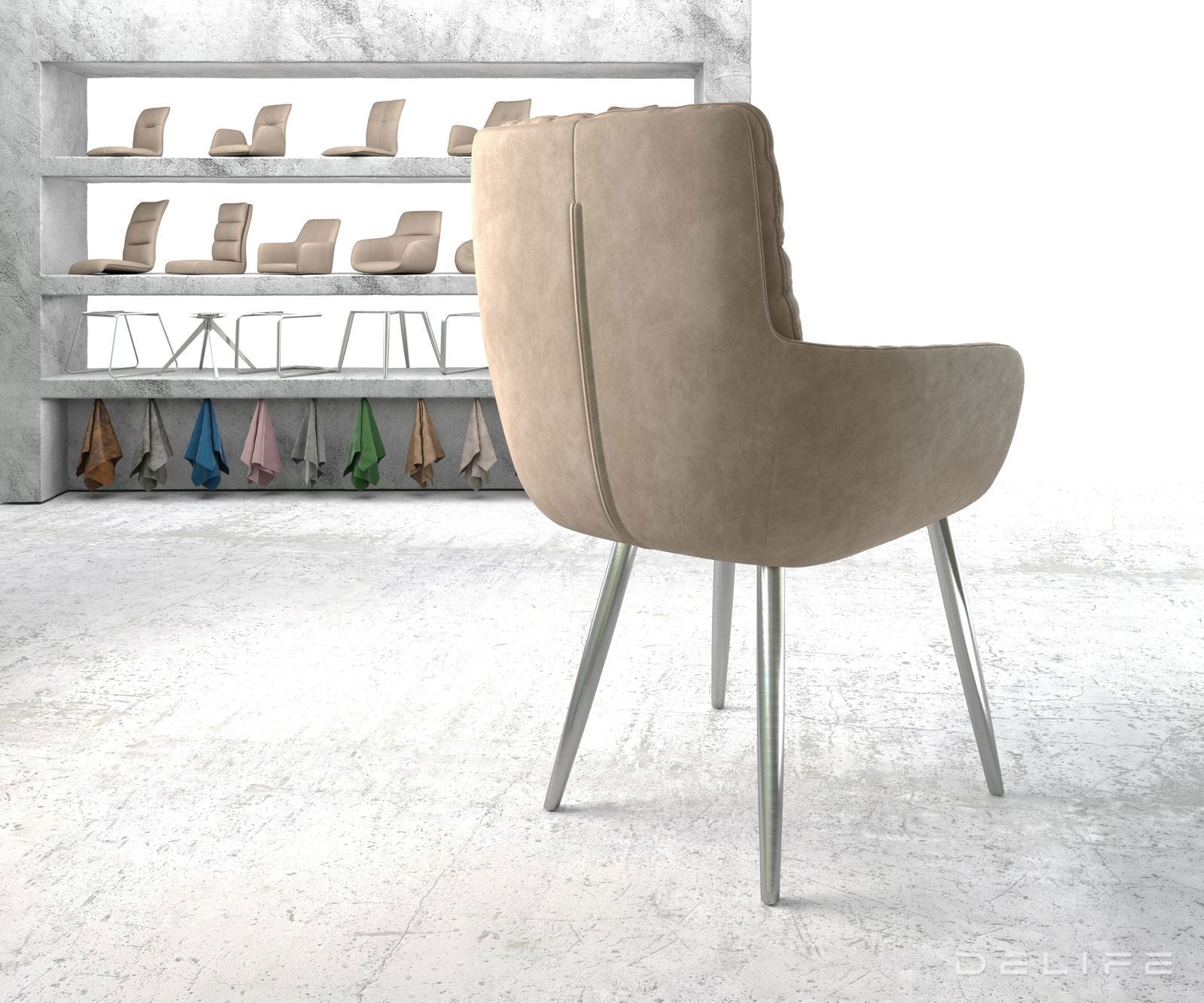 Jedilni stol Abelia z nasloni za roke, Material: Mikrofibra