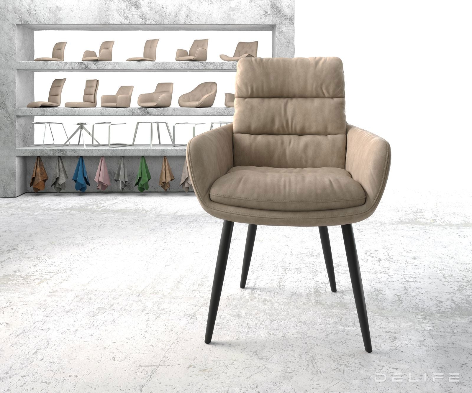 Jedilni stol Abelia z nasloni za roke, Material: Mikrofibra