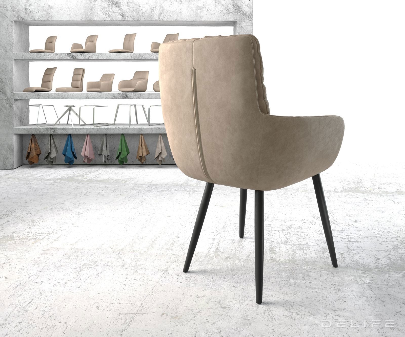 Jedilni stol Abelia z nasloni za roke, Material: Mikrofibra