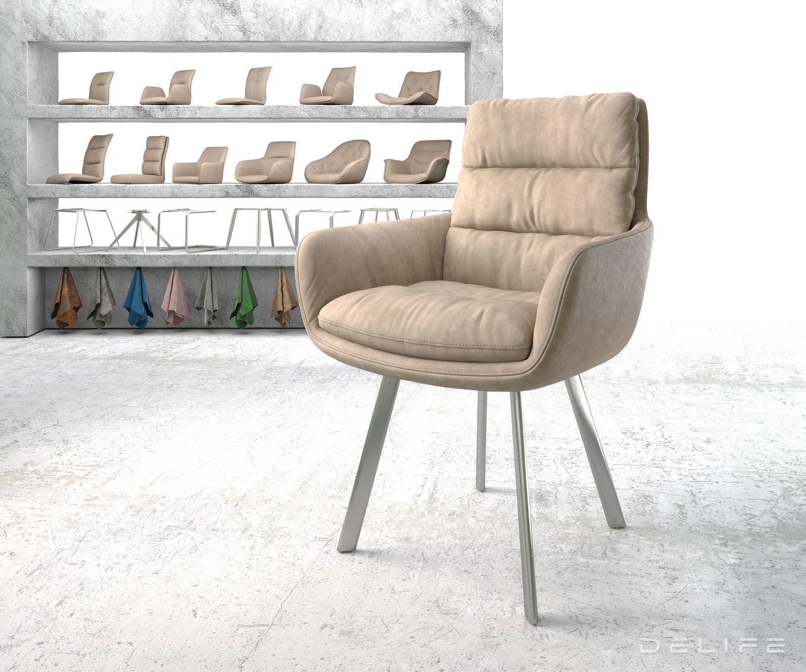 Jedilni stol Abelia z nasloni za roke, Material: Mikrofibra