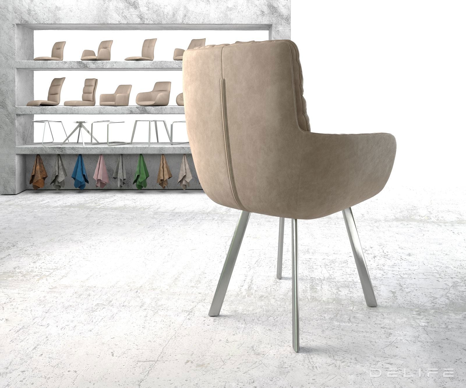 Jedilni stol Abelia z nasloni za roke, Material: Mikrofibra