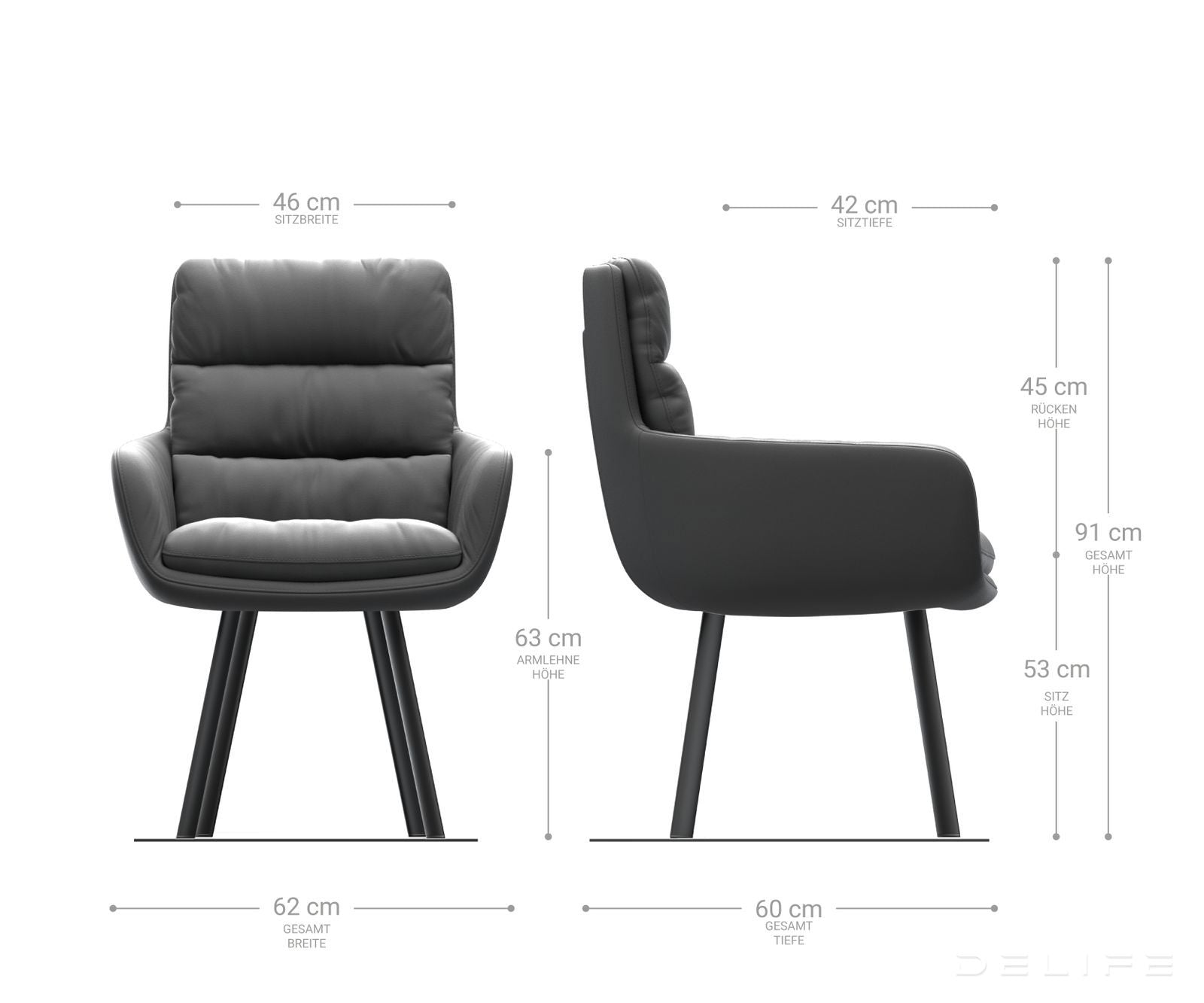 Jedilni stol Abelia z nasloni za roke, Material: Mikrofibra