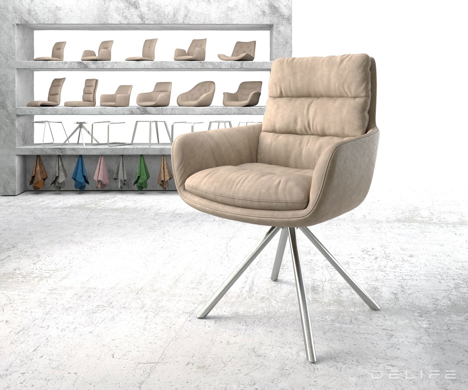 Jedilni stol Abelia z nasloni za roke, Material: Mikrofibra