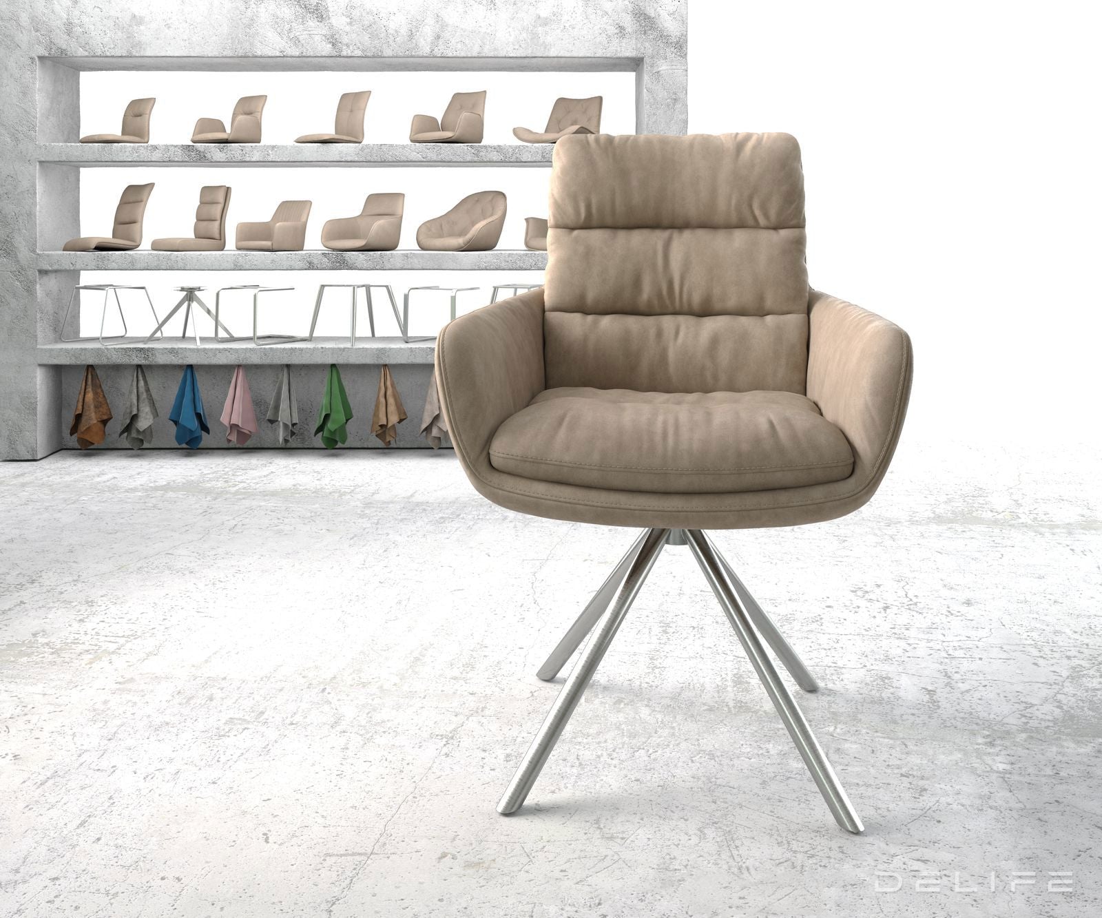 Jedilni stol Abelia z nasloni za roke, Material: Mikrofibra