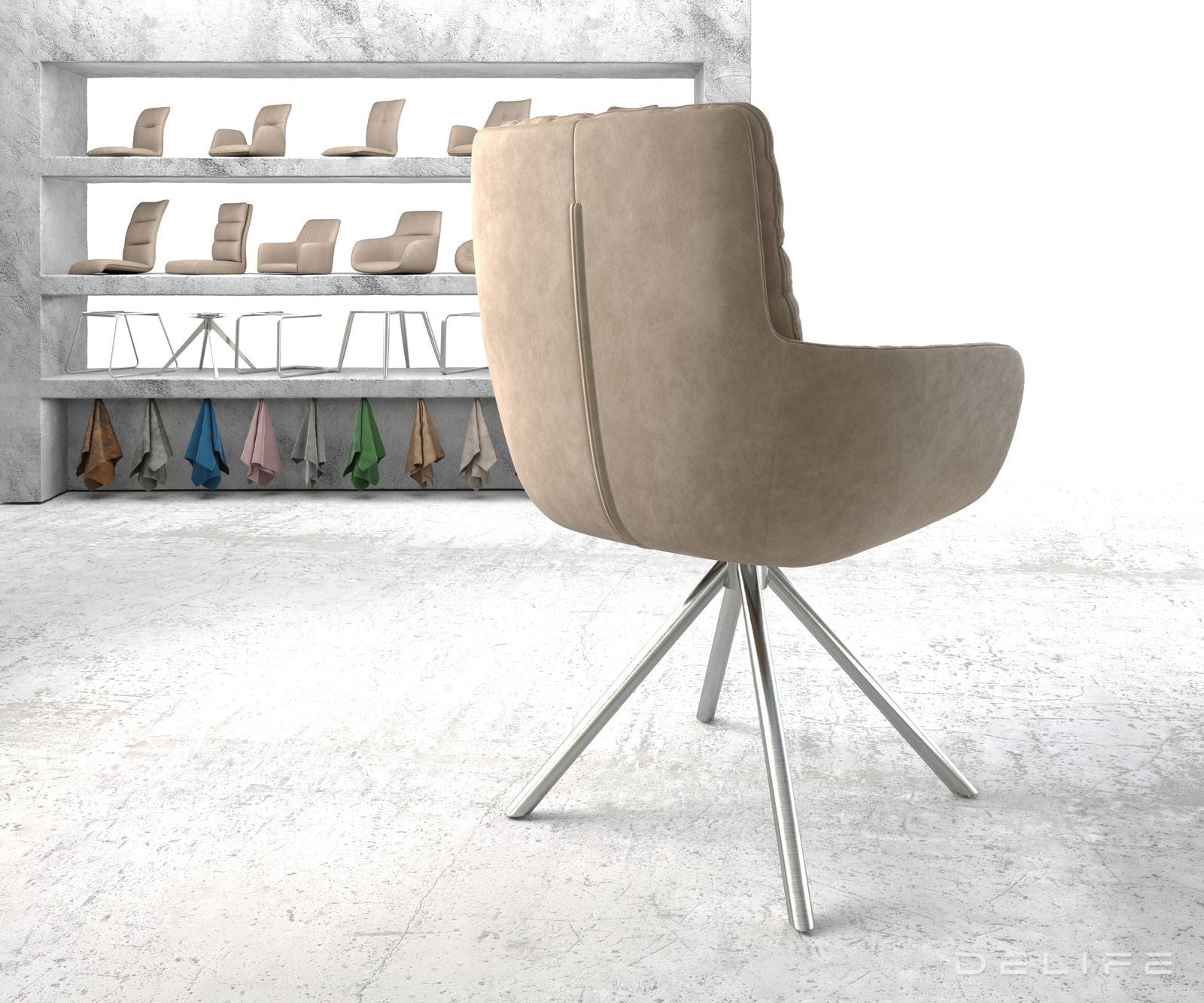 Jedilni stol Abelia z nasloni za roke, Material: Mikrofibra