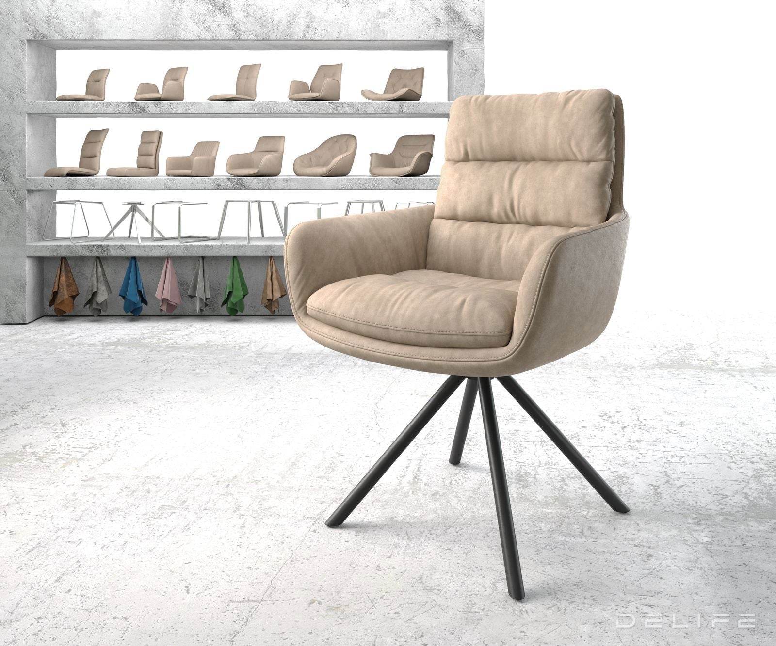 Jedilni stol Abelia z nasloni za roke, Material: Mikrofibra