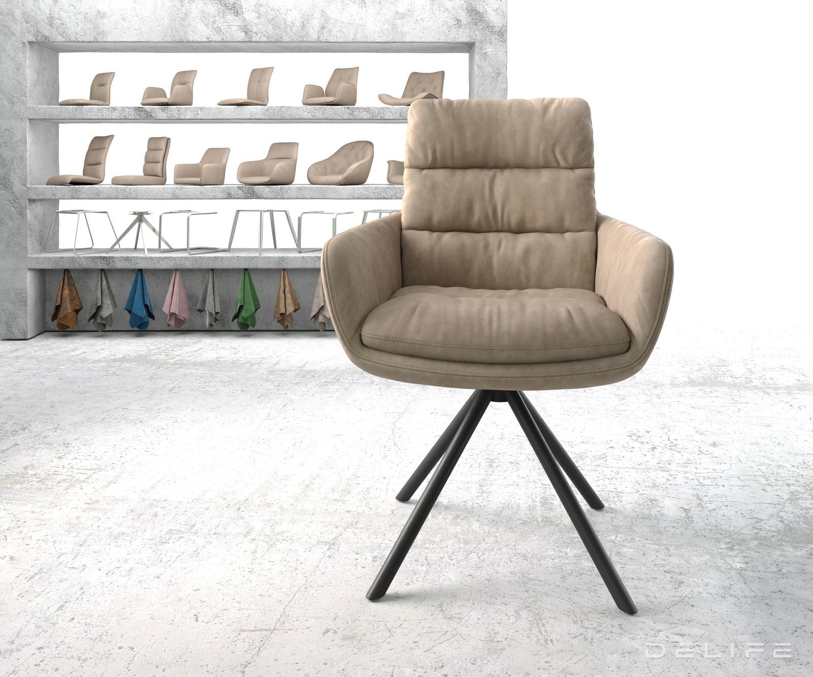 Jedilni stol Abelia z nasloni za roke, Material: Mikrofibra