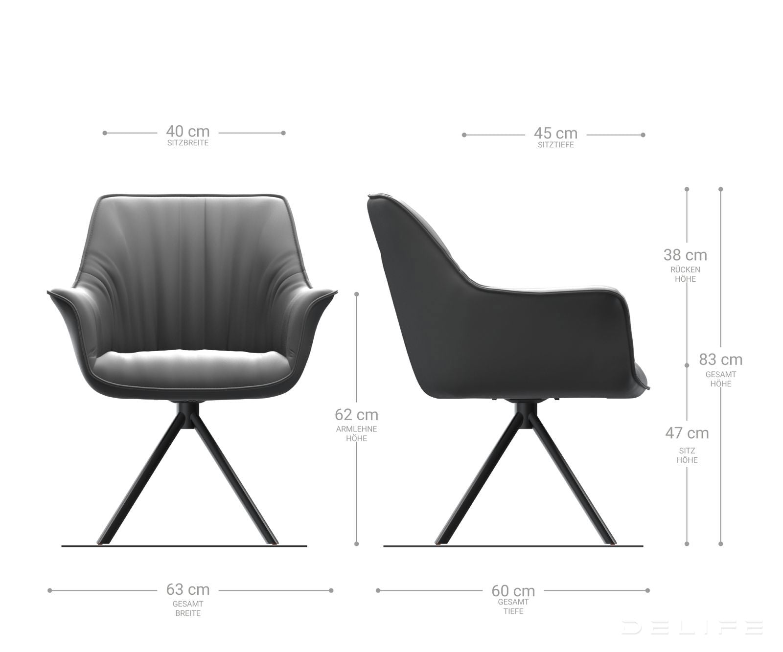 Jedilni stol Keila, Material: Usnje