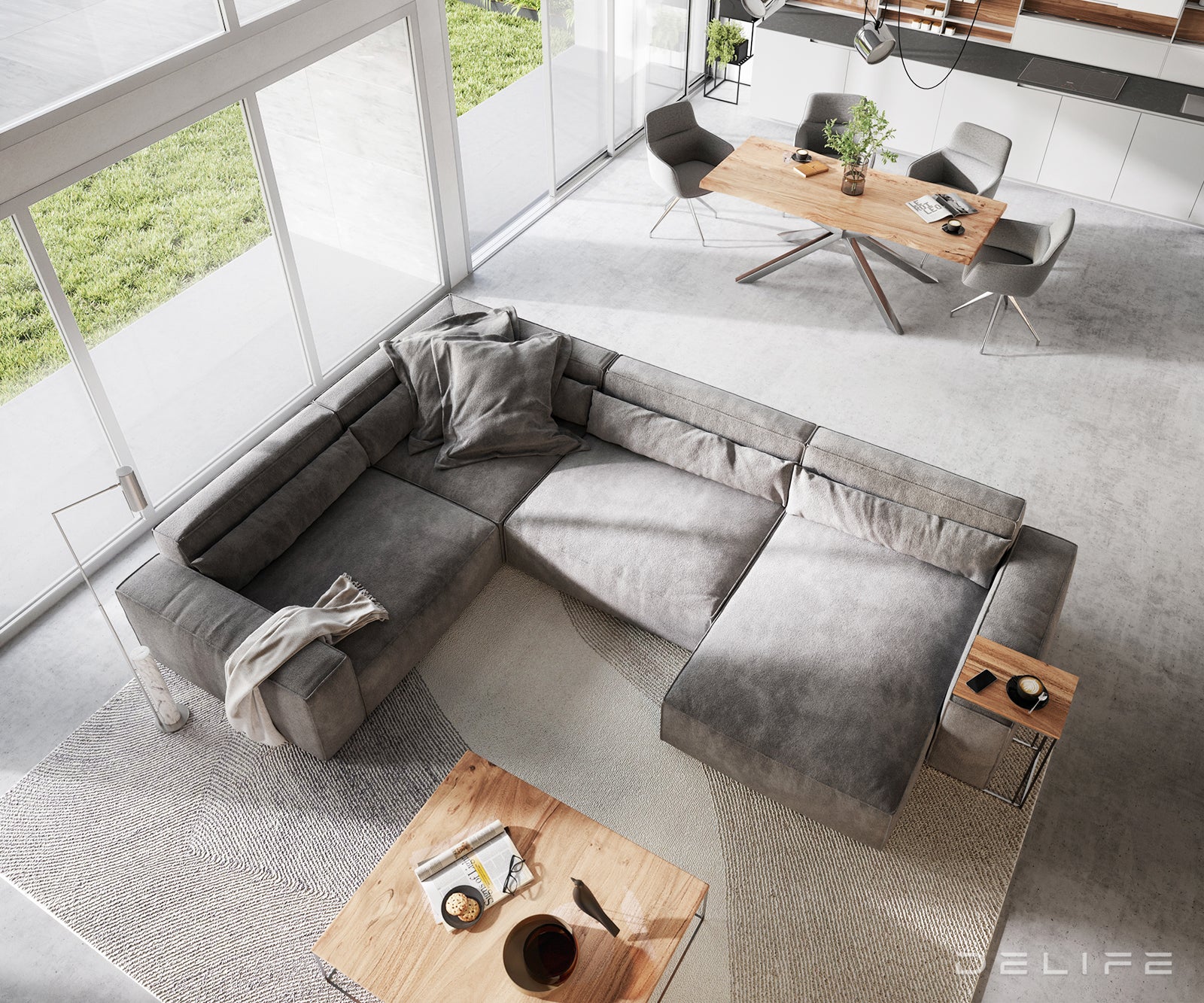 Velika kotna sedežna garnitura Sirpio XL 360x258cm, Material: Mikrofibra