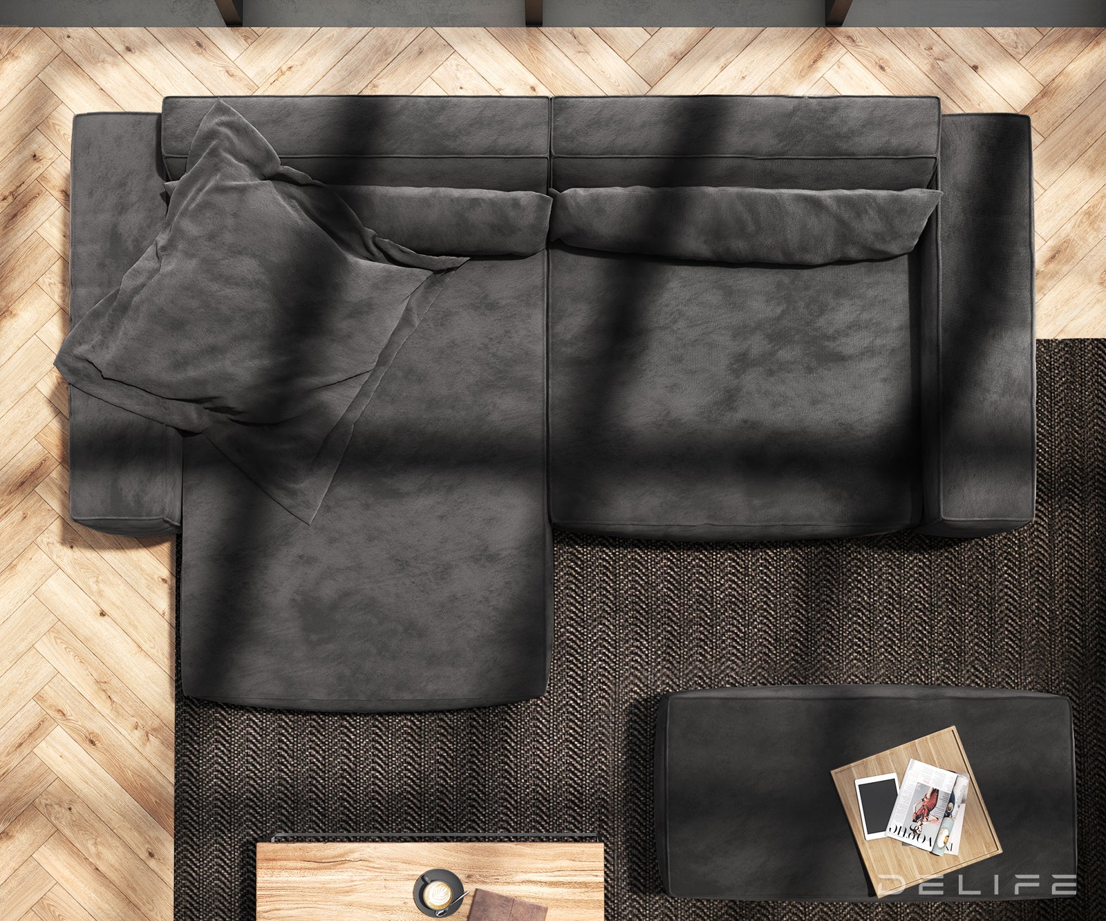 Kotna sedežna garnitura Sirpio XL 266x173cm, Material: Mikrofibra